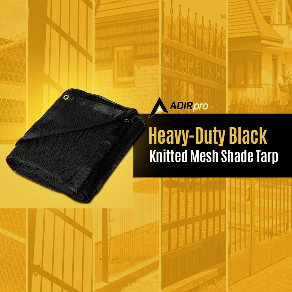 Adir Knitted Mesh Tarp Heavy Duty Black Privacy Screen Fence Shade Barrier with Grommets - Like New