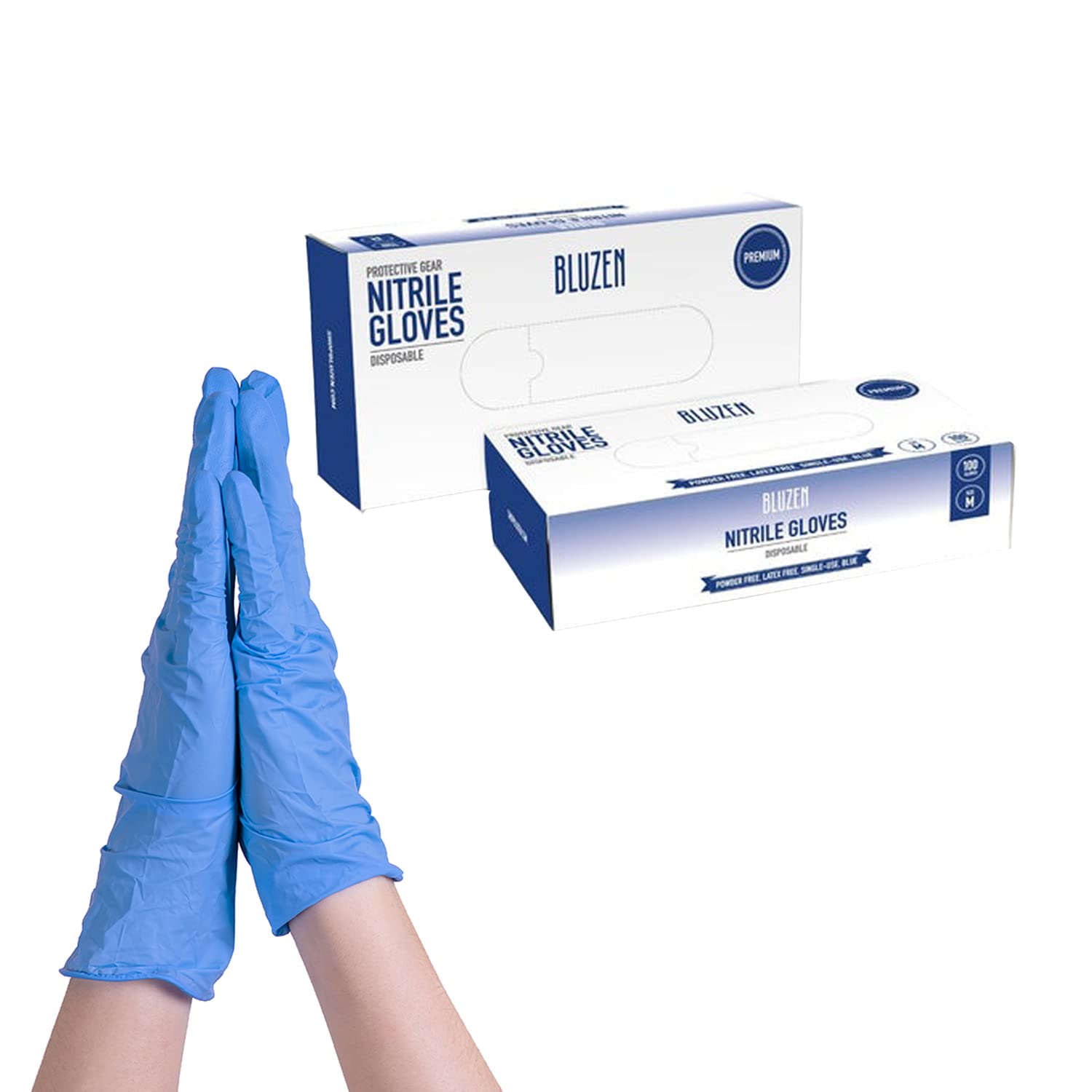 BLUZEN Blue Disposable Nitrile Gloves Medium - Food and Medical Grade Disposable Gloves - Rubber and Latex Free Gloves - For Surgical, Medical, Food Service, Kitchen, Mechanic, Cooking, and BBQ Use