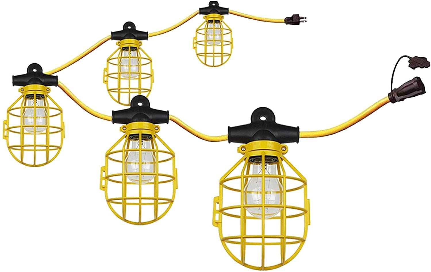 Ciata Lighting 50 Feet Commercial-Grade Cage String Light Plastic,E-26 Medium Screw Base Socket,75 Watt,120 Volts, 14 Gauge Wire for Indoor/Outdoor use, ETL Listed in Yellow Finish, 12-Pack  - Like New