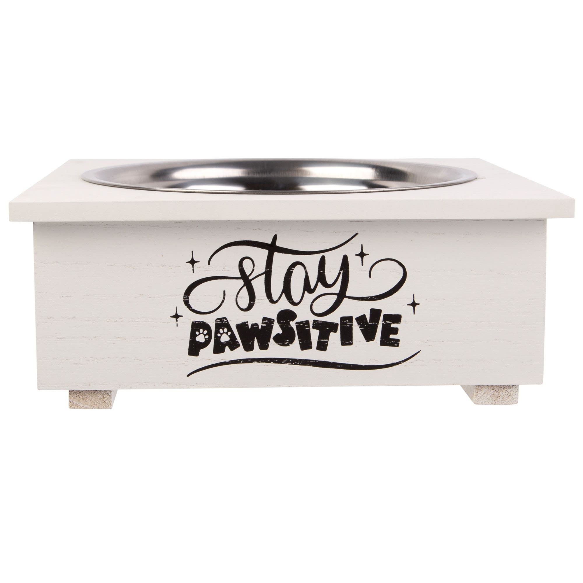 Pet Bowl with Stand Single- Food Bowls for All Dogs with Wooden Stand | Water Feeder with Stainless Steel Feet Tray  - Like New