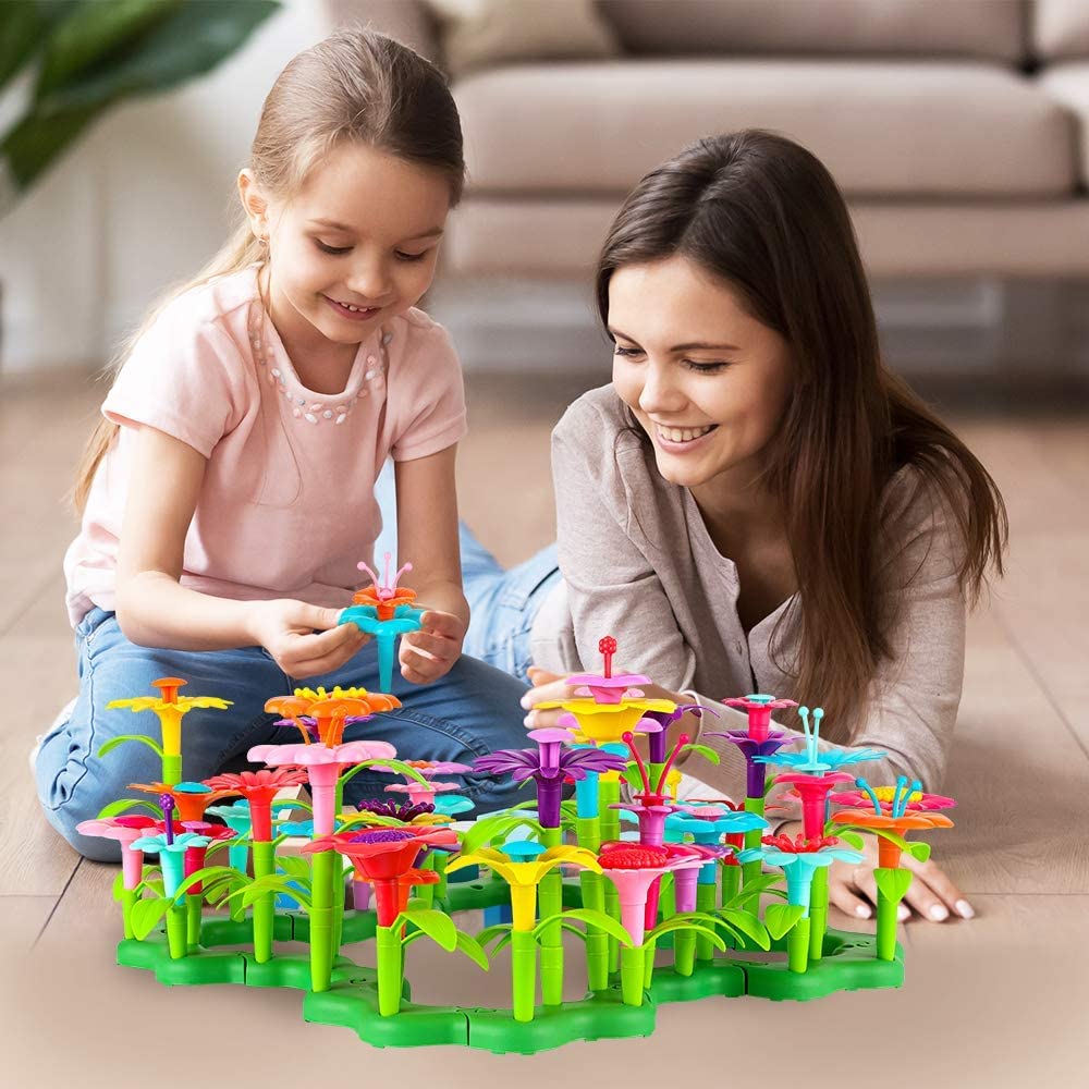 oyVelt Flower Garden Building Set - 148 pcs STEM Toy with Container - Best Gift for Girls 3-7 Years - Like New
