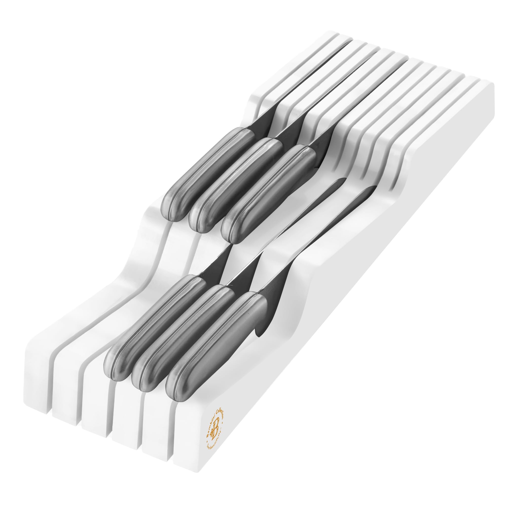 In-Drawer Knife Block Organizer - Bamboo Wood Drawer Knife Organizer - Holds 5 Long + 6 Short Knives (Not Included) - Store Knives with Blades Pointing Down - Like New