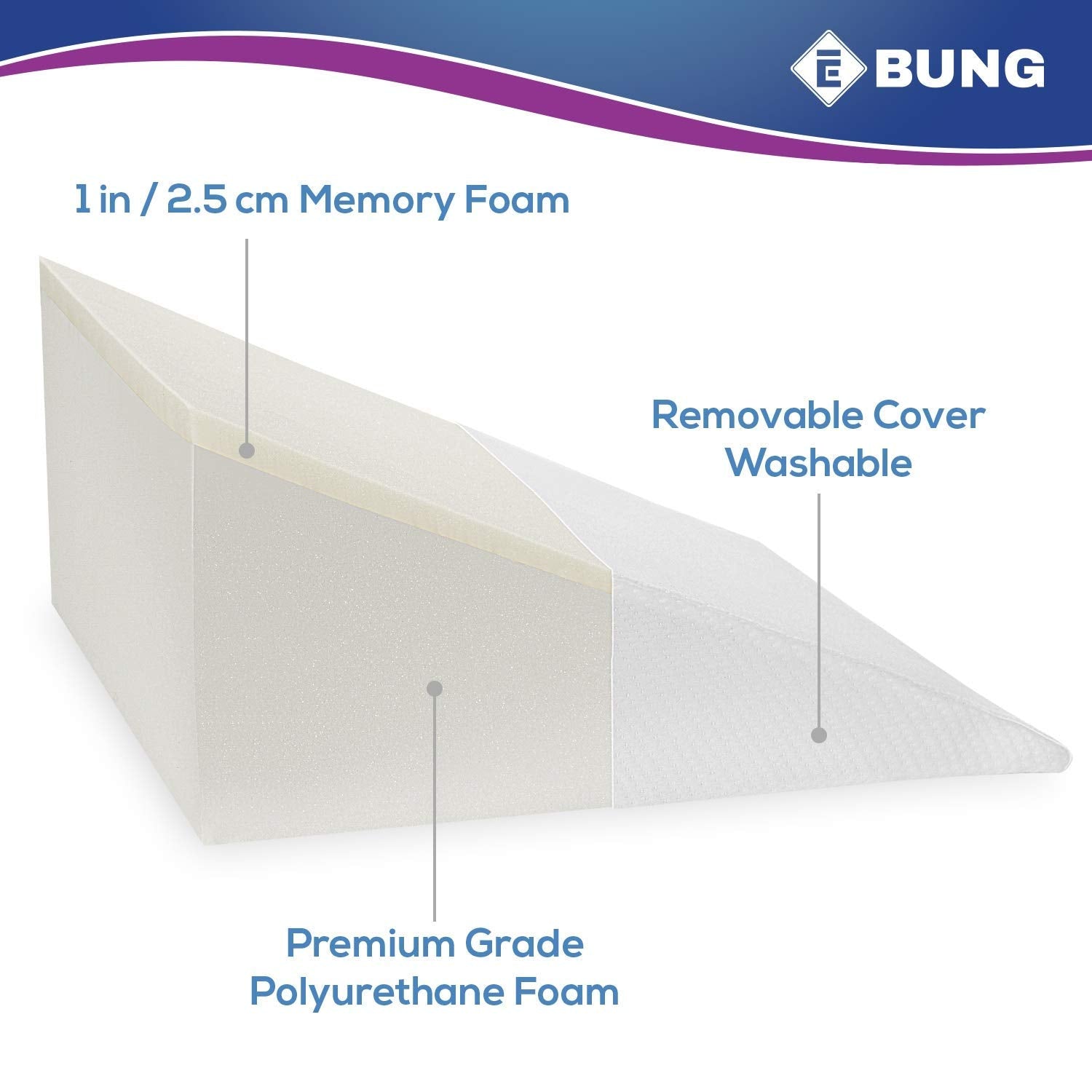 Ebung Bed Wedge Pillow Cover - Fits 12 Inch Bed Wedge Pillow - Replacement Cover Only - Washable  - Acceptable