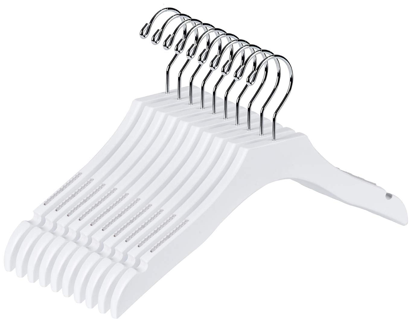 Quality White Wooden Kids Hanger Luxury Design Chrome Swivel Hook - Like New