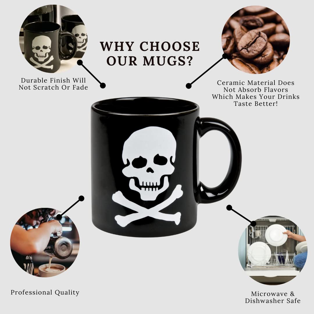 Waechtersbach Skull Coffee Mug – Pink Skull and Crossbones Coffee Mugs for Women & Men – Dishwasher & Microwave Safe Unique Coffee Mugs – 3.9” Porcelain Skull Mug – Great Coffee Gifts - Like New