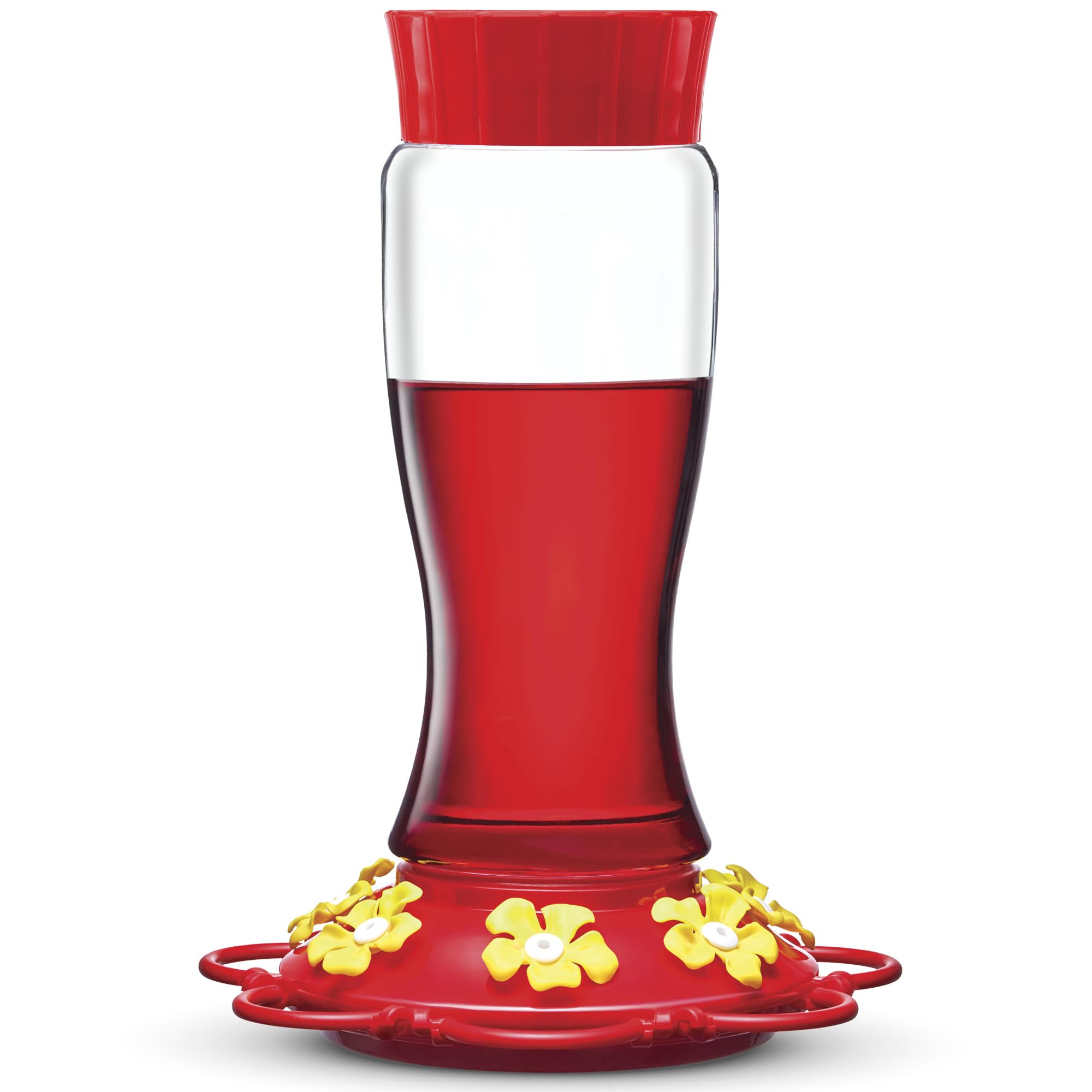 Hummingbird Feeder 30 oz. Plastic Hummingbird Feeders for Outdoors - with Built-in Ant Guard - Circular Perch with 7 Feeding Ports - Wide Mouth for Easy Filling/2 Part Base for Easy Cleaning - Very Good