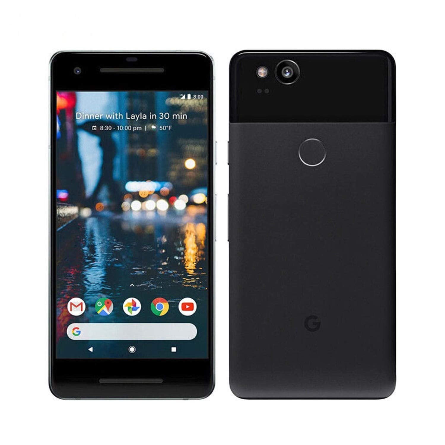 Pixel 2 Phone (2017) by Google, G011A 64GB 5" inch (GSM Only, No CDMA) Factory Unlocked Android 4G/LTE Smartphone (Just Black) - International Version - Like New
