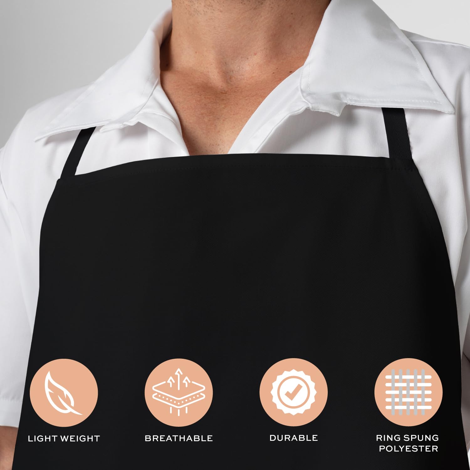 White Classic Apron no Pockets, Professional Bib Apron Bulk, Cooking Aprons, Adult Chef Apron for Restaurant - Like New