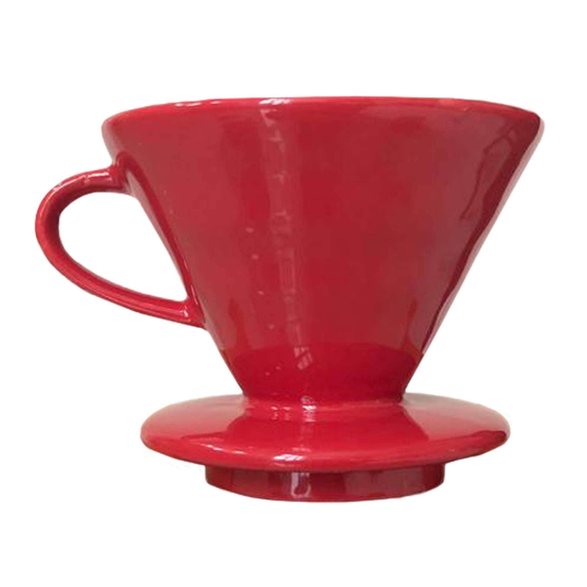 Kajava Mama Pour Over Coffee Dripper - Ceramic Slow Brewing Accessories for Home, Cafe, Restaurants - Easy Manual Brew Maker Gift - Strong Flavor Brewer - V01 Paper Cone Filters - Red, 1 Cup - Like New
