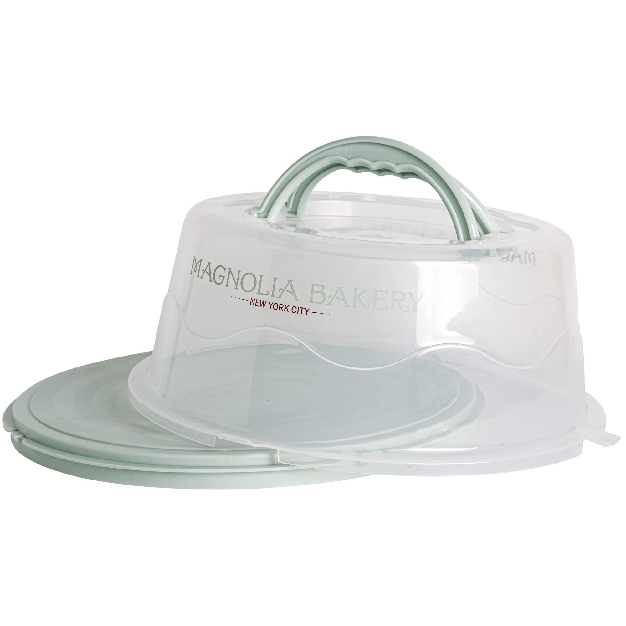 MAGNOLIA BAKERY ROUND CAKE CARRIER Practical Plastic Cake Keeper With Lid, Two Side Closures - Suitable For 12 Inch Cakes, Dishwasher safe. - Like New