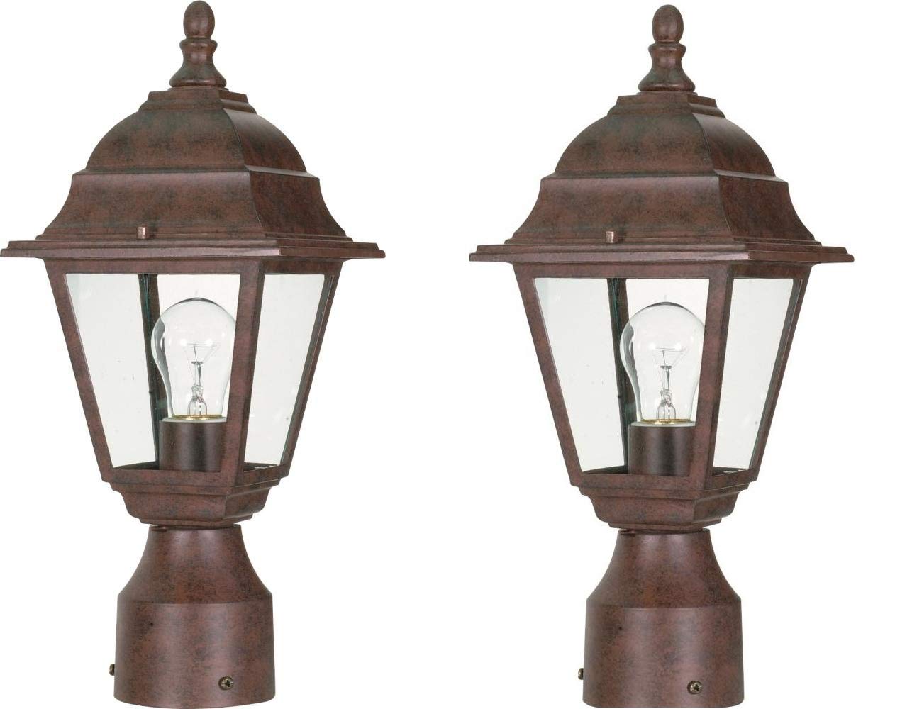 Nuvo Post Lantern with Clear Glass (Old Bronze - 2 Pack) - Like New