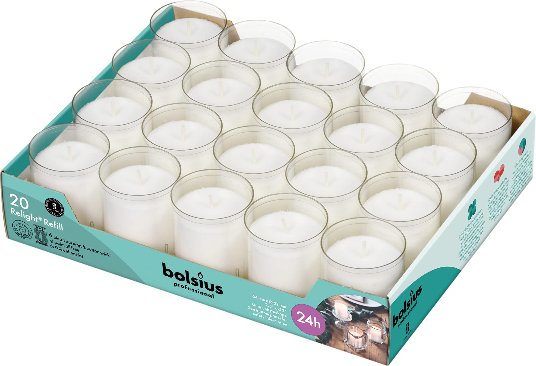 BOLSIUS Votive Candles - Restaurant Candles in White Unbreakable Plastic Cups - Acceptable