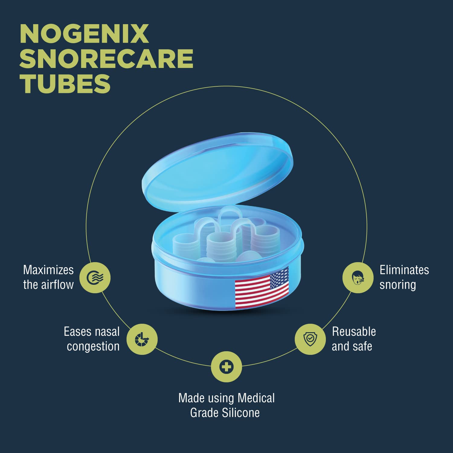 Zircon Set of 4 Nose Vents to Ease Breathing - Anti Snoring - No Side Effects - Advanced Design - Reusable - Includes Travel Case