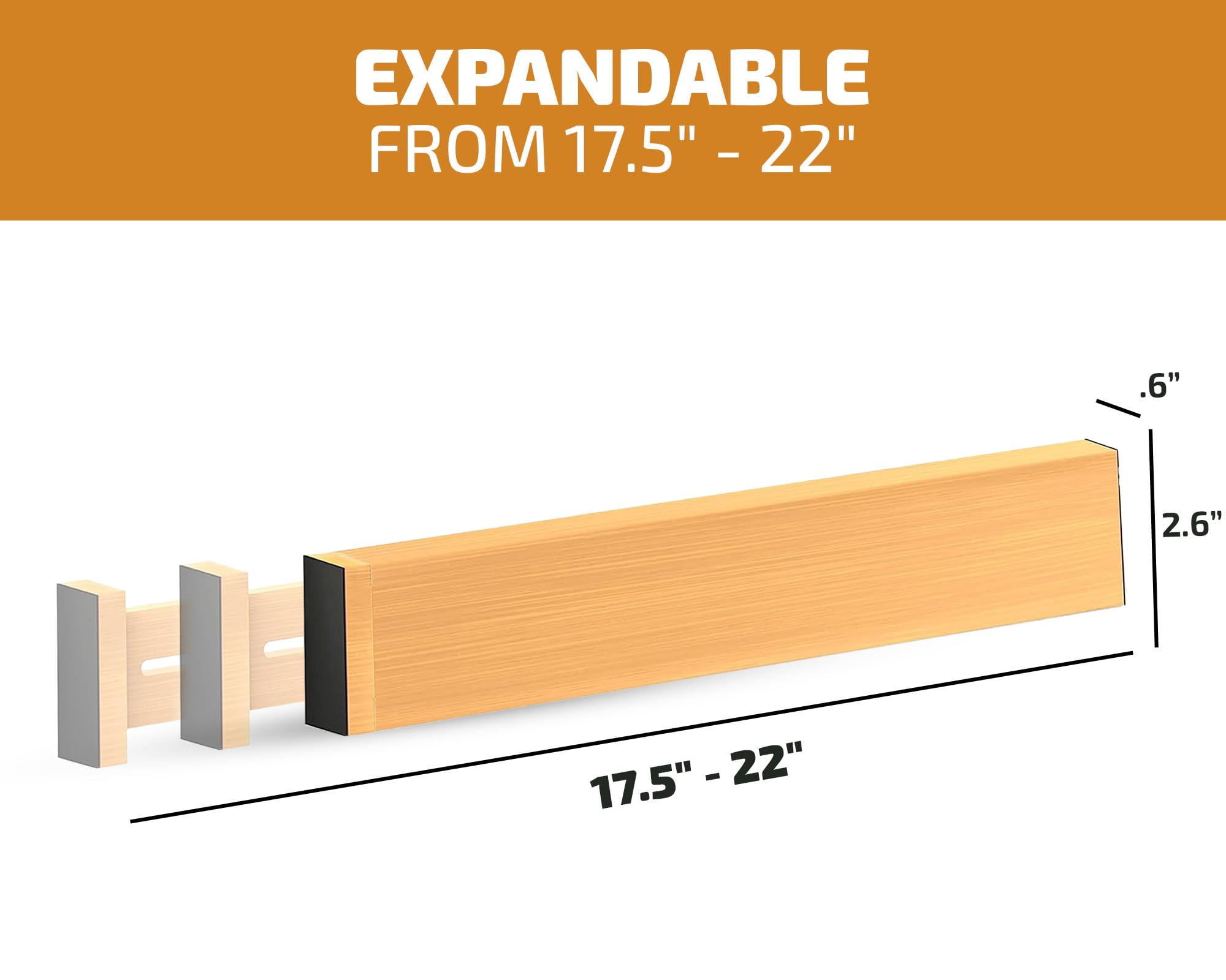 Bamb�si Adjustable Drawer Dividers - Expandable 16" to 22" - Drawer Organizer for Kitchen, Dresser, Bedroom, Bathroom, Clothes Drawer Divider Separators, 4-Pack (Natural Bamboo) - Very Good