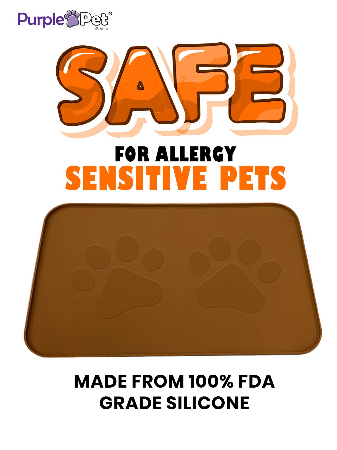 Extra Large Pet Feeding Bowl Mat with Logo - FDA Silicone - Hygienic and Safe for Allergic Dogs and Cats - Prevent Pet Water Food Spills - Spill Edge Protect Floor - Non Slip - Like New