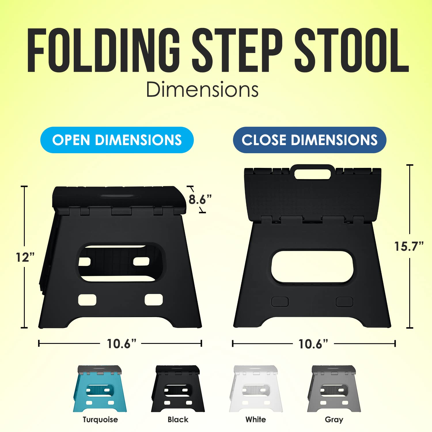 SPLENDOLE Folding Step Stool - 11-Inch Non-Slip Foot Stool for Kitchen, Bathroom, Living Room - Compact and Lightweight Stool Chair with 250-Lb Maximum Weight Capacity Step Stools for Kids and Adults - Like New