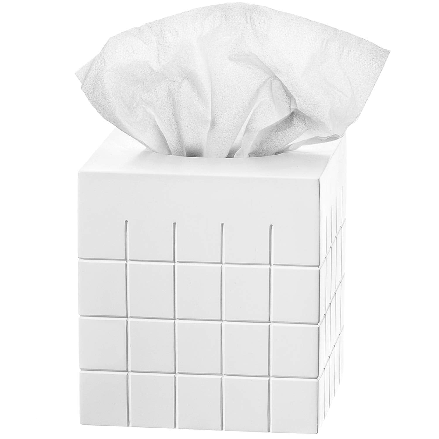Creative Scents Tissue Box Cover � Decorative Bathroom Tissue Holder, White Tissue Box Cover Square, for Cute Elegant Bathroom Decor Accessories Polar Collection - Like New