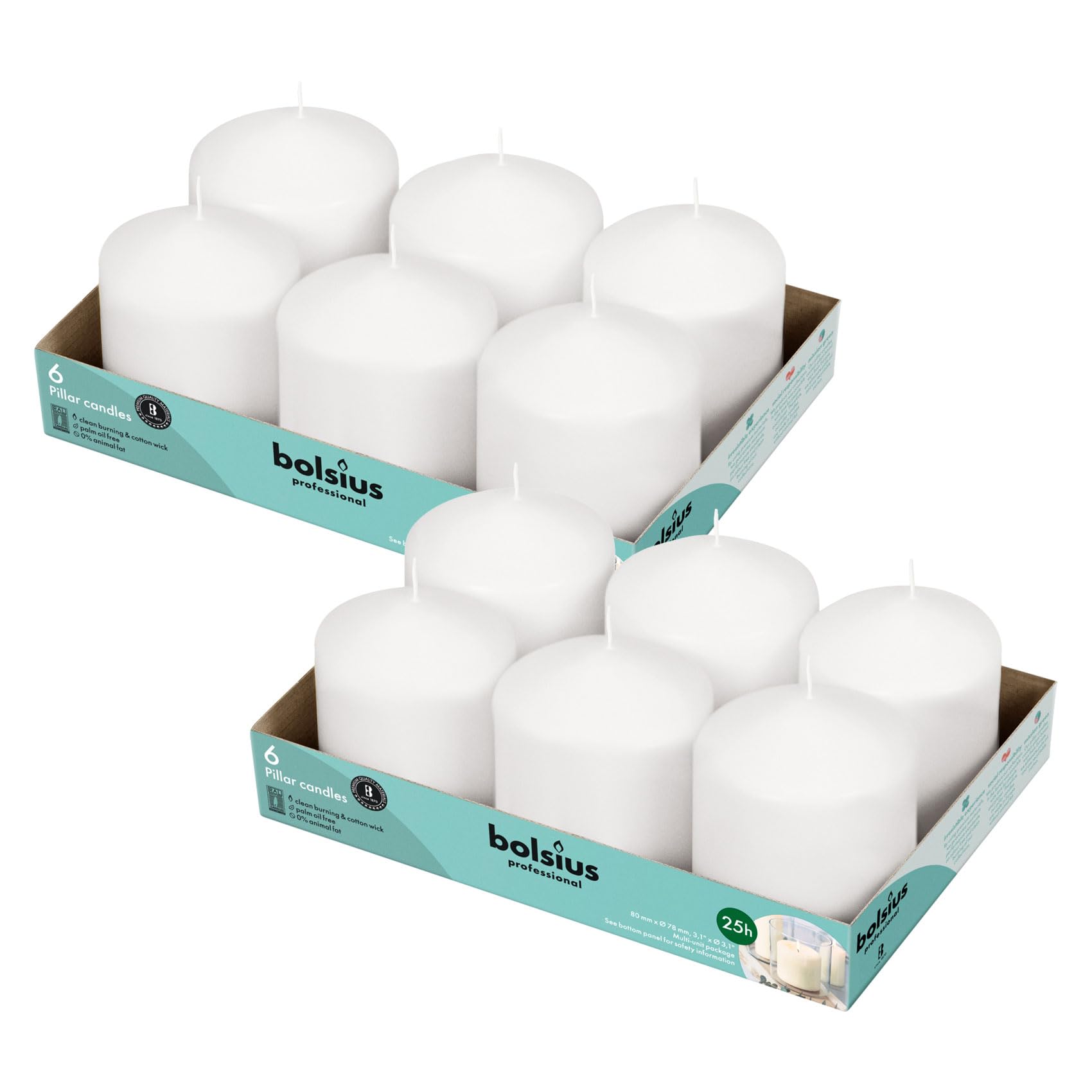 Bolsius White Pillar Candles – Unscented Candle Set – Dripless, Smokeless, and Clean Burning Household Dinner Candles – Perfect for Weddings, Parties, Dinners Decorative Candles - Very Good