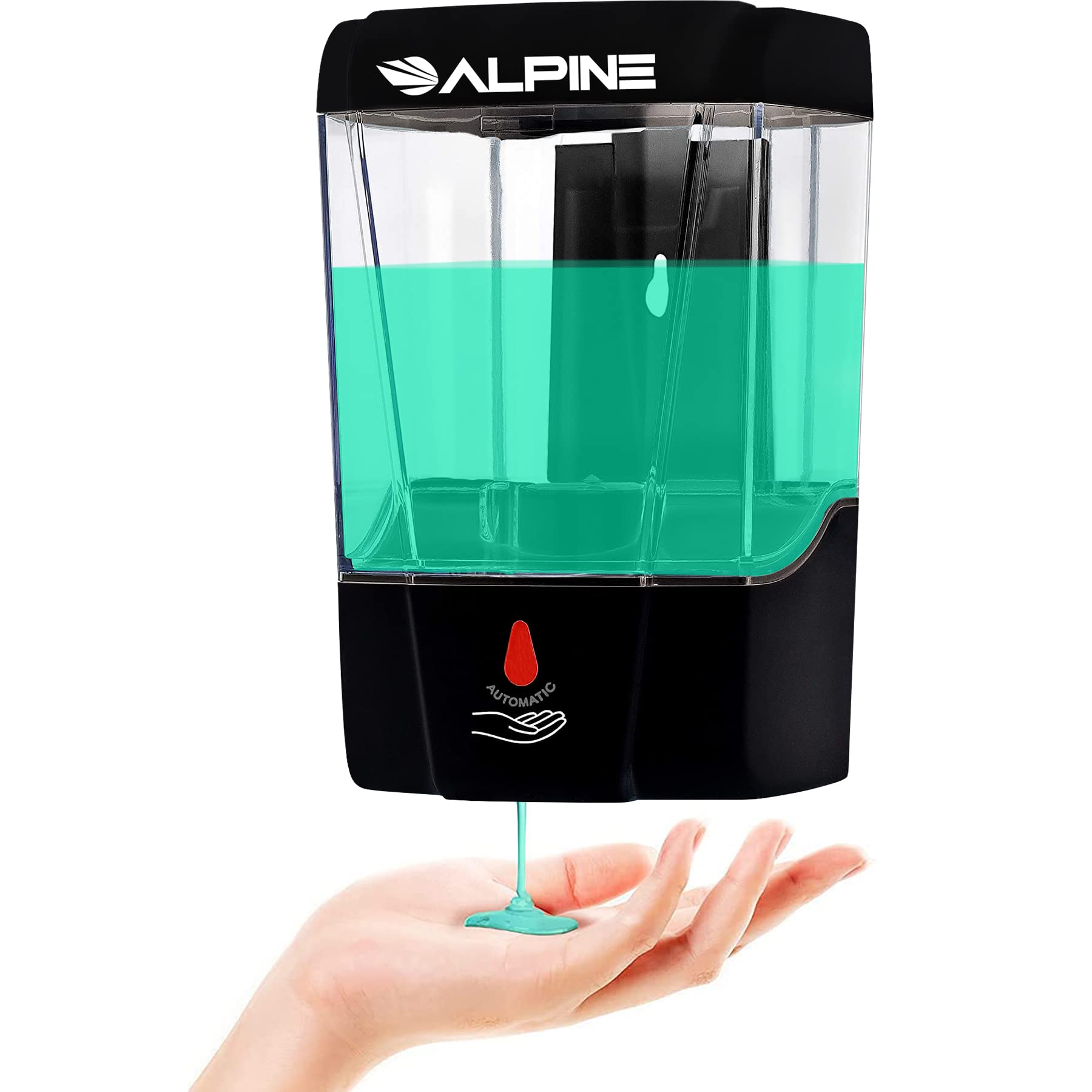Alpine Industries Wall Mounted Automatic Soap Dispenser, Touchless Liquid Soap Hand Sanitizer, Hand Soap Dispenser for Commercial Bathroom (700ML, Black) - Acceptable