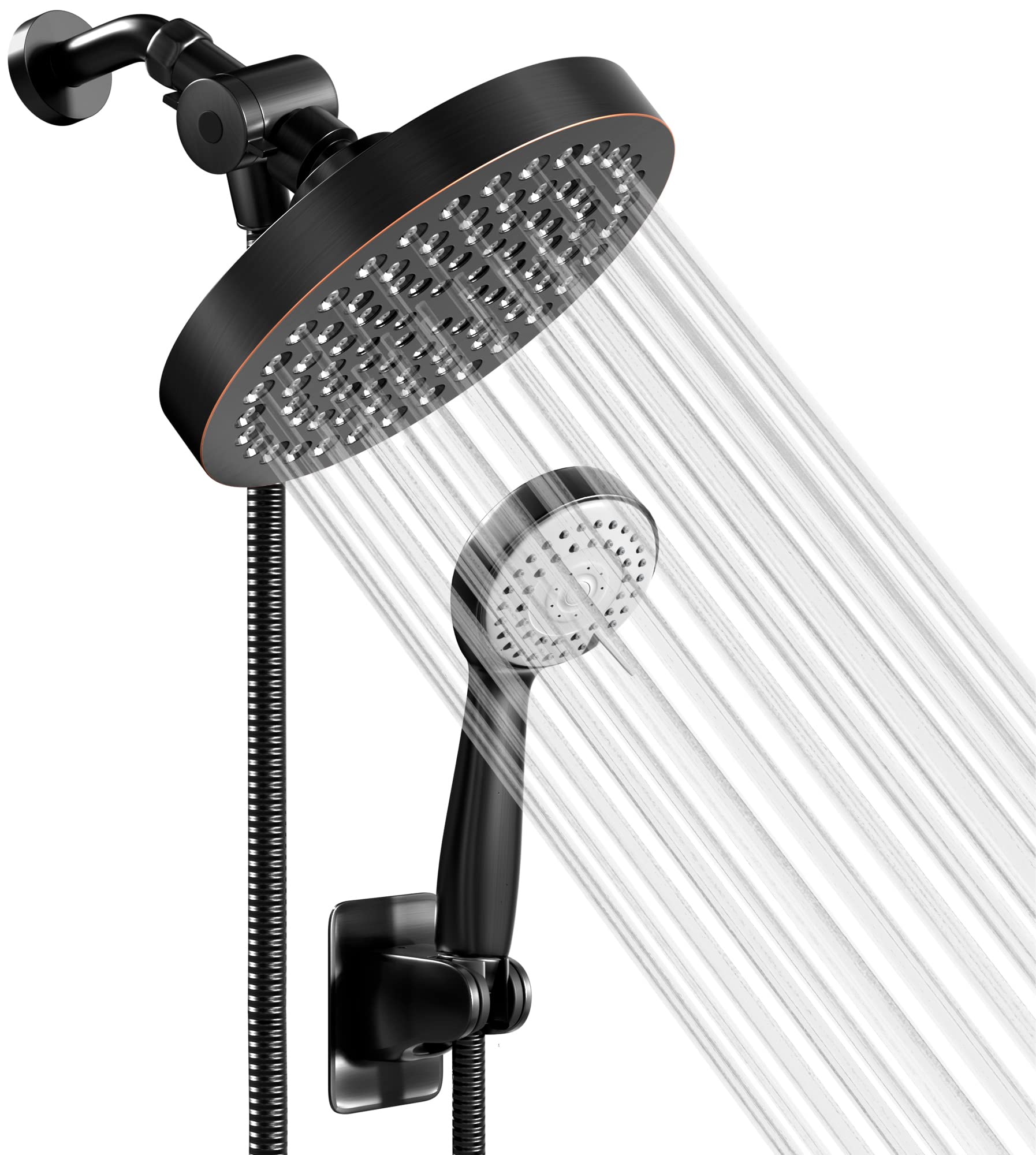 Shower Head With Handheld Combo, 6 Inch High Pressure Rainfall Showerhead With Hand Held 70 Inch Hose for Bath - Adjustable Swivel Shower Head Spray Anti-leak Nozzles - Universal Fit - Like New