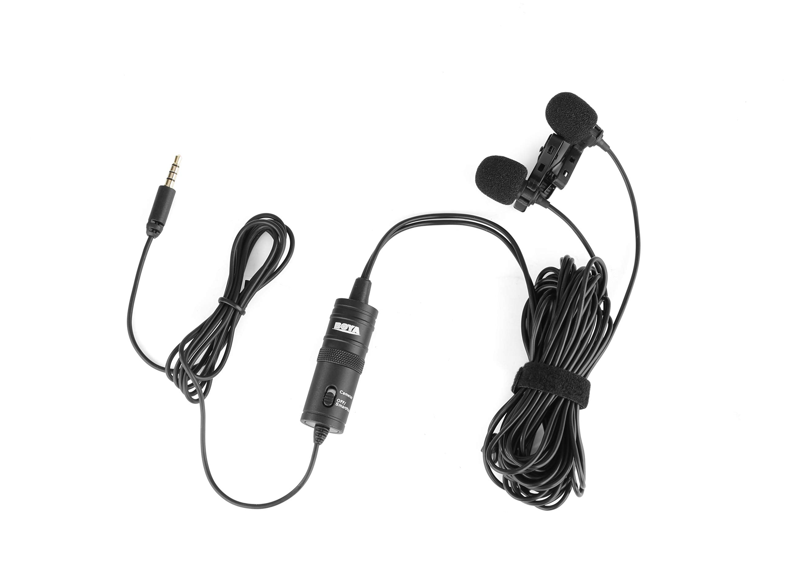 BOYA by-M1 Universal 2-Person Dual Omnidirectional Lavalier Microphone for Cameras, Smartphones, Tablets, Computers, Recorders & More, Black, (BY-M1DM) - Very Good