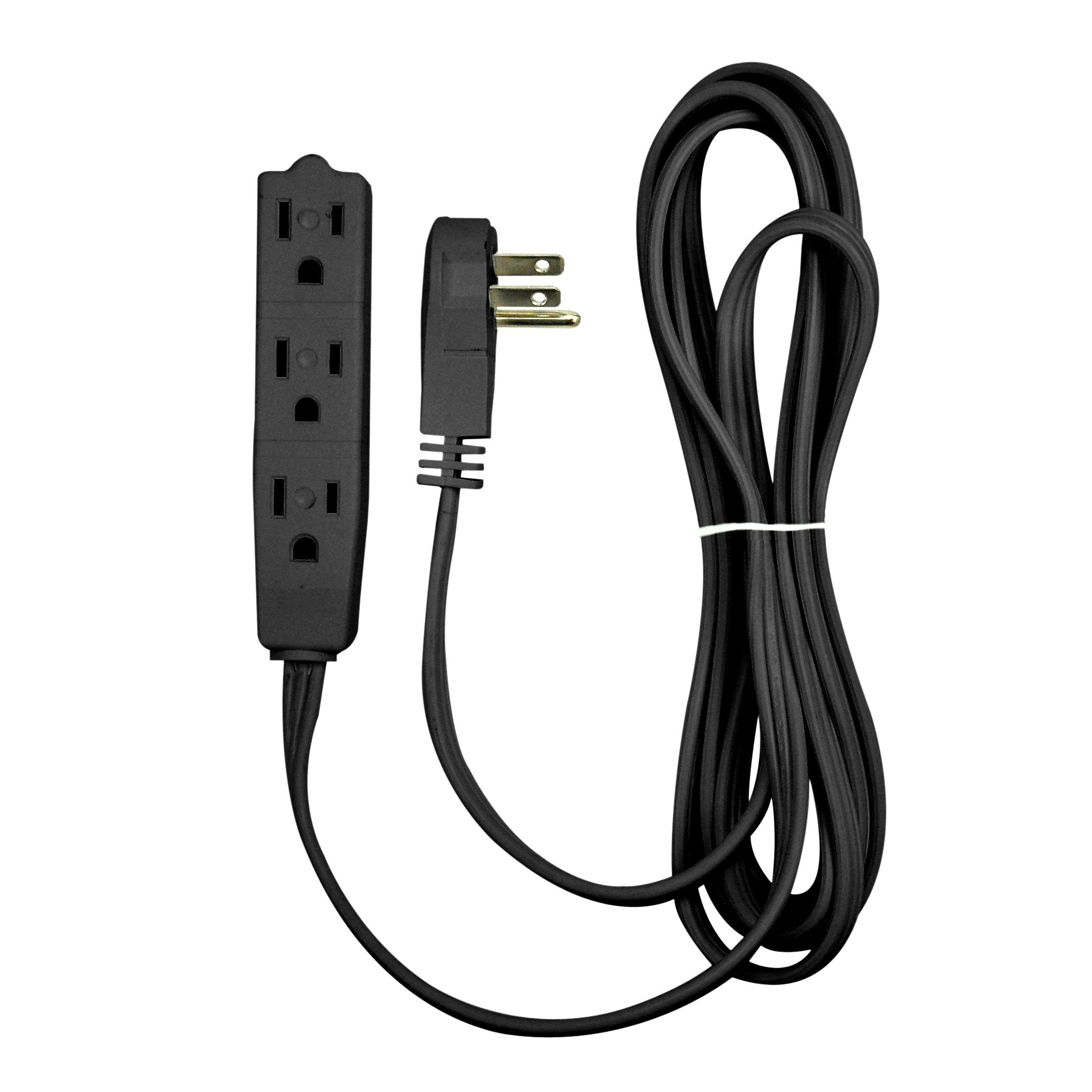 Flat Multiple Outlet Extension Cord for Indoor Use by Bindmaster- UL-Listed 3-Prong Multi Extension Wire- Space-Saving Flat Angled Extension Cord- Black - Very Good