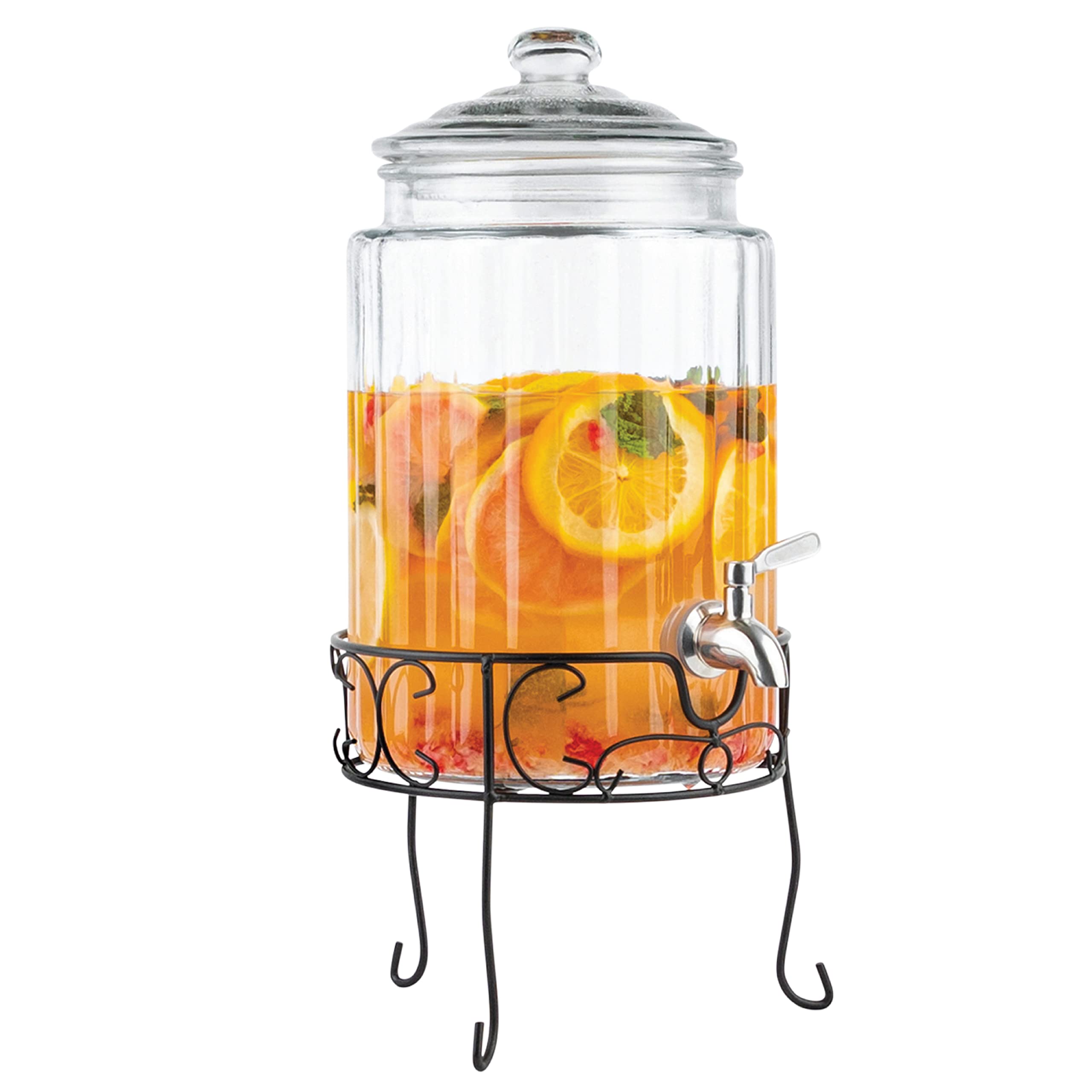 Godinger Vintage Glass Drink Dispenser – 1 Gallon Beverage Jar With Spigot, Lead-Free & Dishwasher Safe