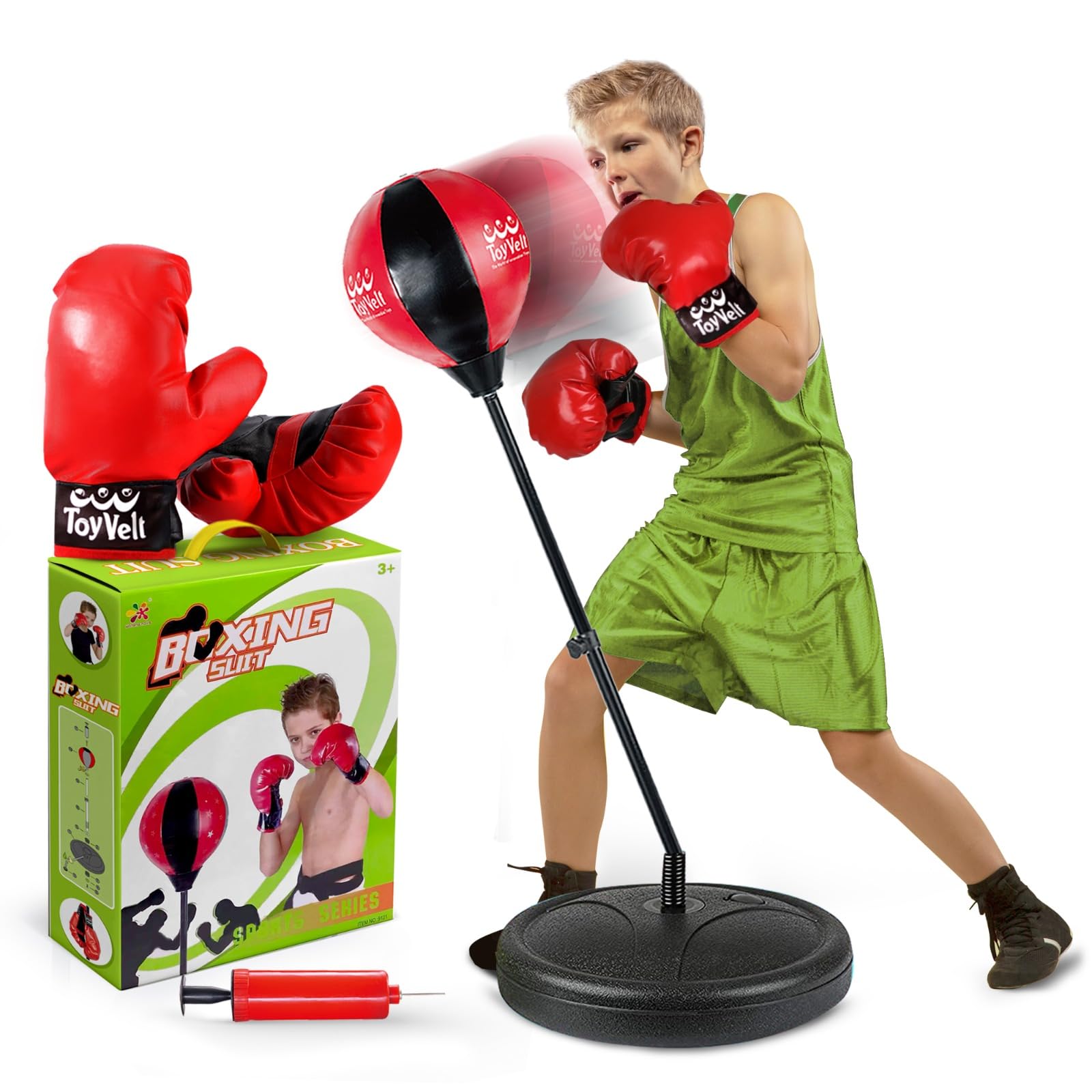 ToyVelt Punching Bag with Stand for Kids - Reflex Speed Punch Bag for Boxing - Boxing Gloves Included - Very Good
