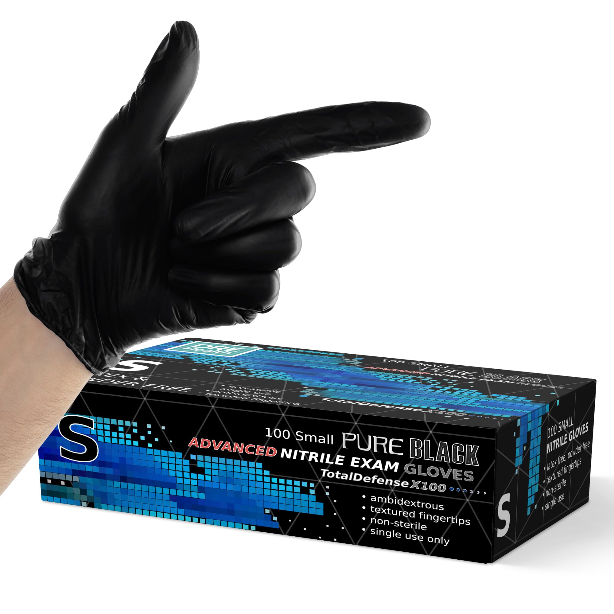Black Disposable Nitrile Gloves - 200 Pack, Medical Exam Gloves, Powder Free, Latex Free Gloves