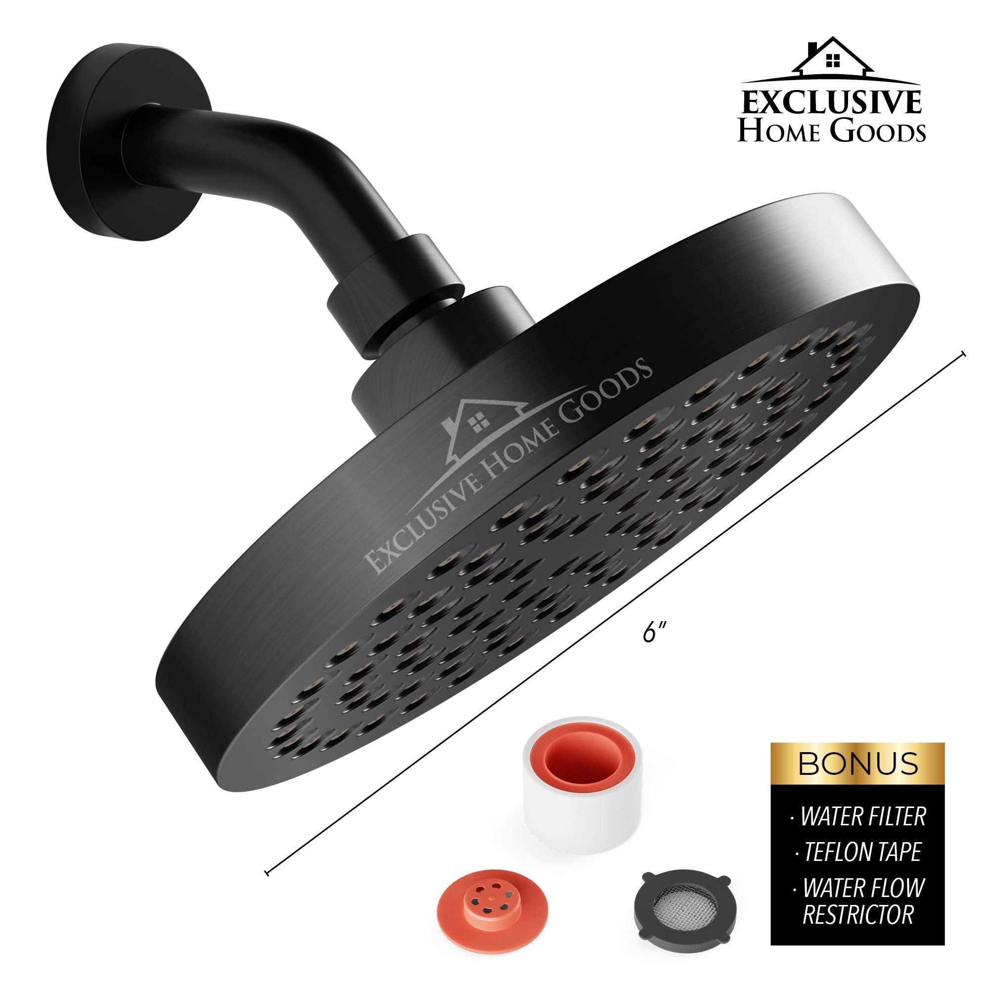 Luxury Rainfall Shower Head - High-Pressure showerhead Jets, rain shower head Ant-Clog Silicone Nozzles (1.8 GPM, Matte Black) - Like New