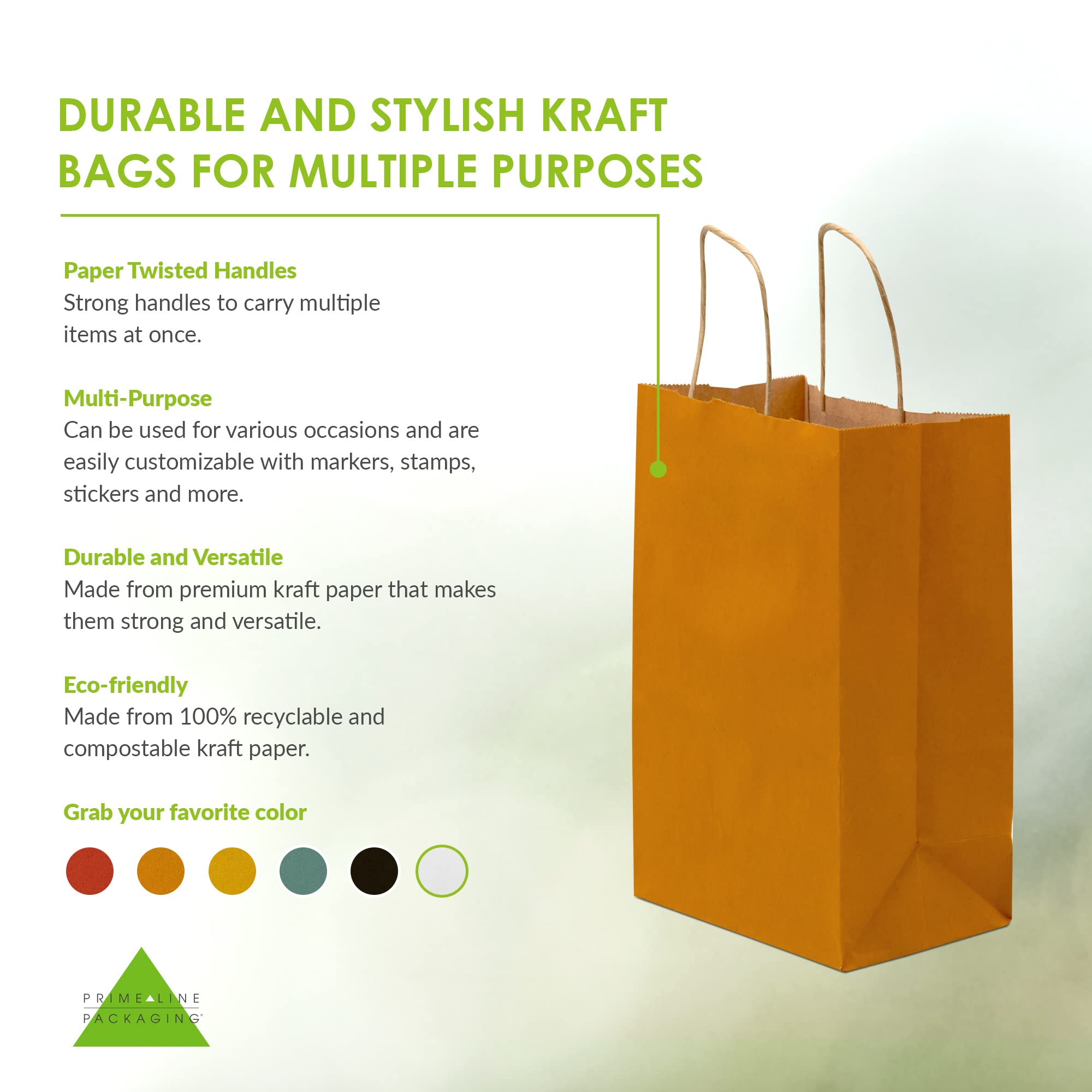 Orange Gift Bags - 8x4x10 Inch 50 Pack Kraft Paper Shopping Bags with Handles, Small Craft Totes in Bulk for Boutiques, Small Business, Retail Stores, Birthday Parties, Jewelry, Merchandise, Bulk - Like New