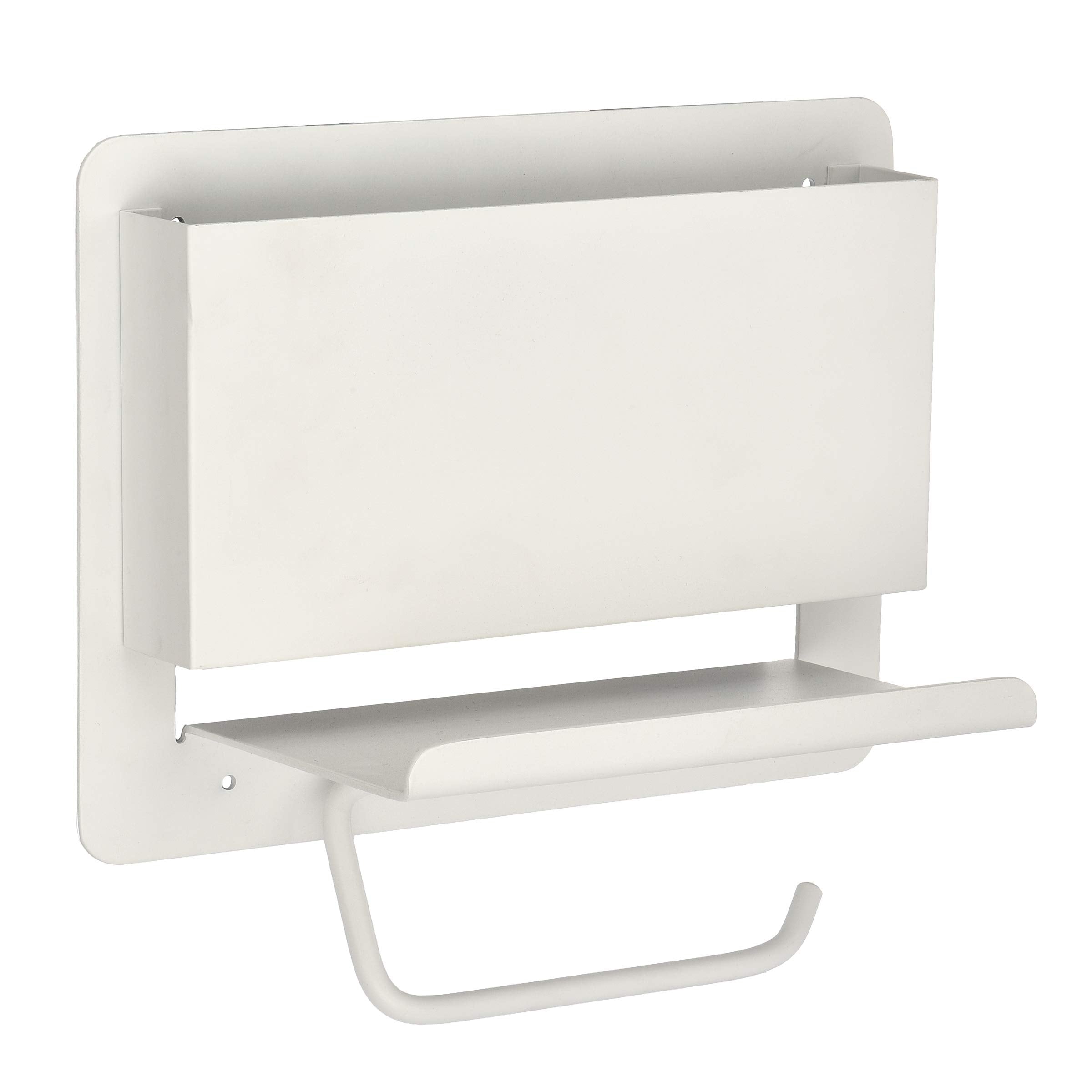 AdirHome All-in-One Bathroom Rack - Mounted Steel Toilet & Bath Organizer w/Tissue Holder - Space Saver & Organizing Storage Accessories for Bathroom & Pantry (White) - Good