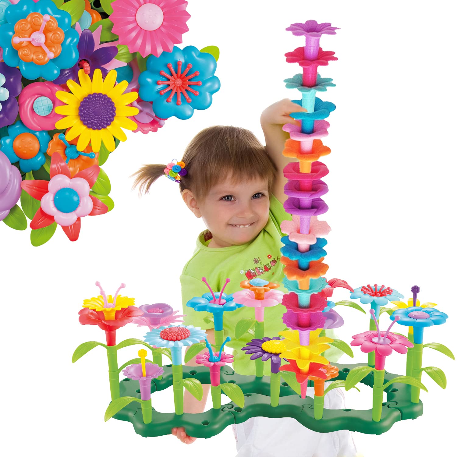 oyVelt Flower Garden Building Set - 148 pcs STEM Toy with Container - Best Gift for Girls 3-7 Years - Like New