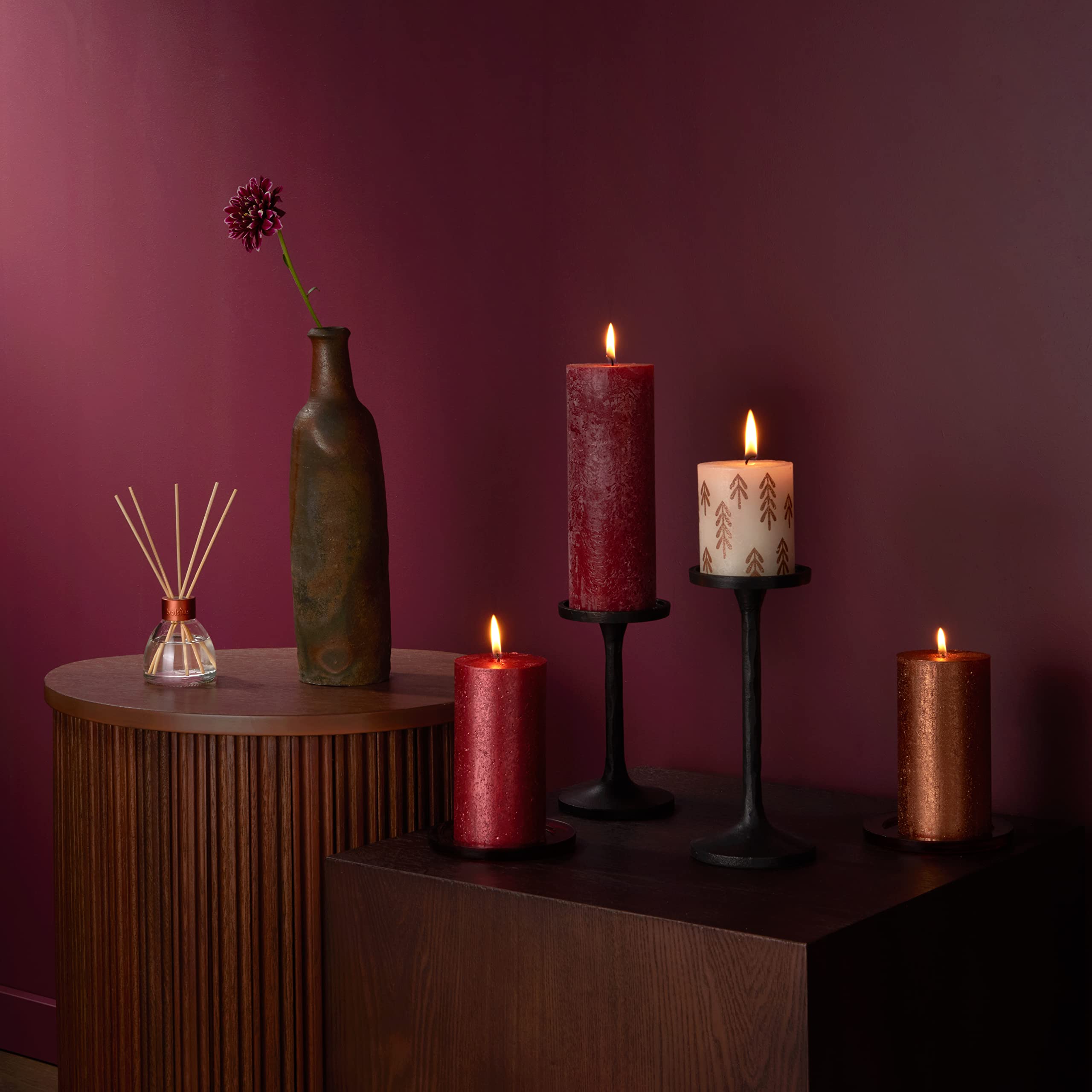 BOLSIUS Rustic Pillar Candle (Pack 4) - Like New