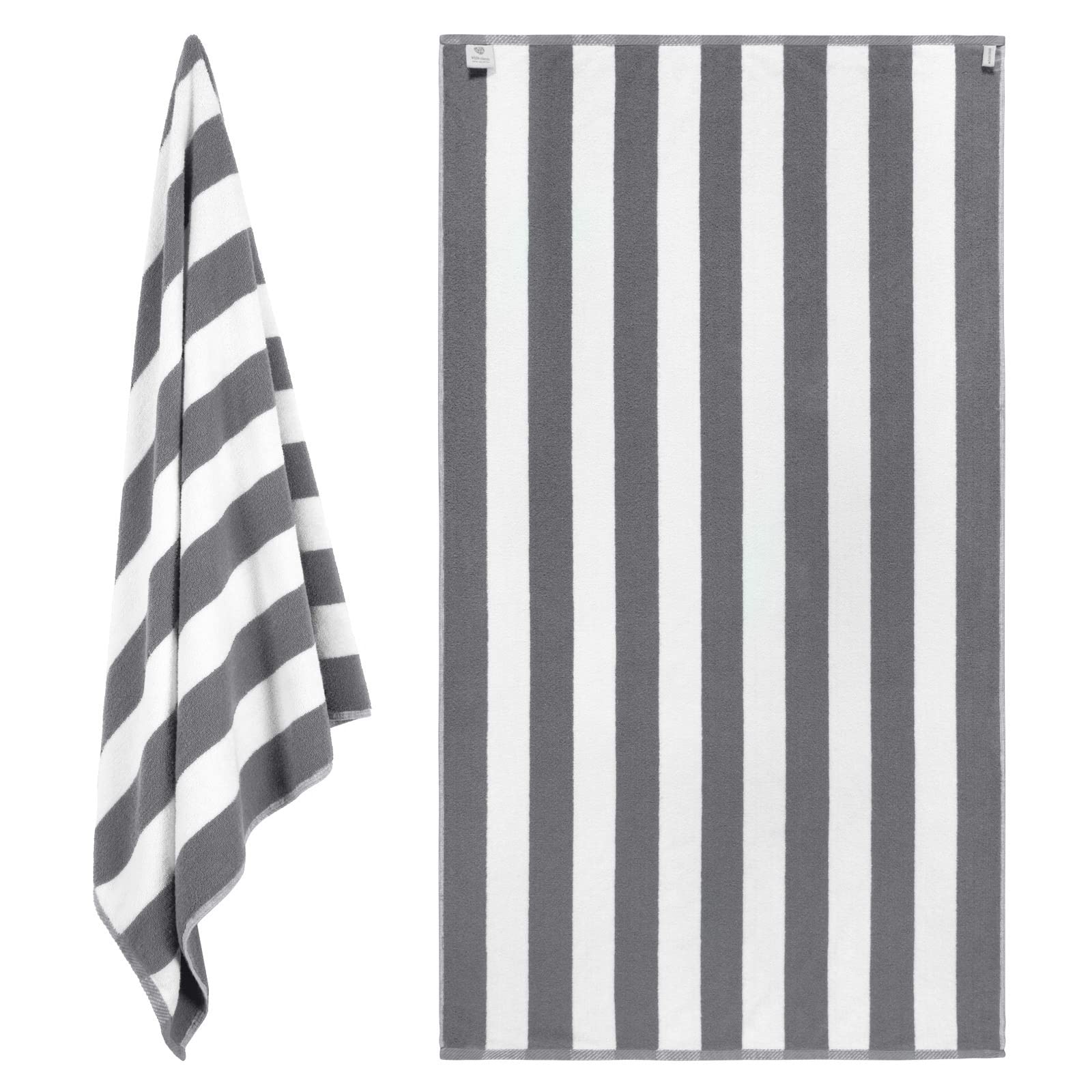 White Classic Beach Towels Oversized Stripe Cotton Bath Towel Large - Like New