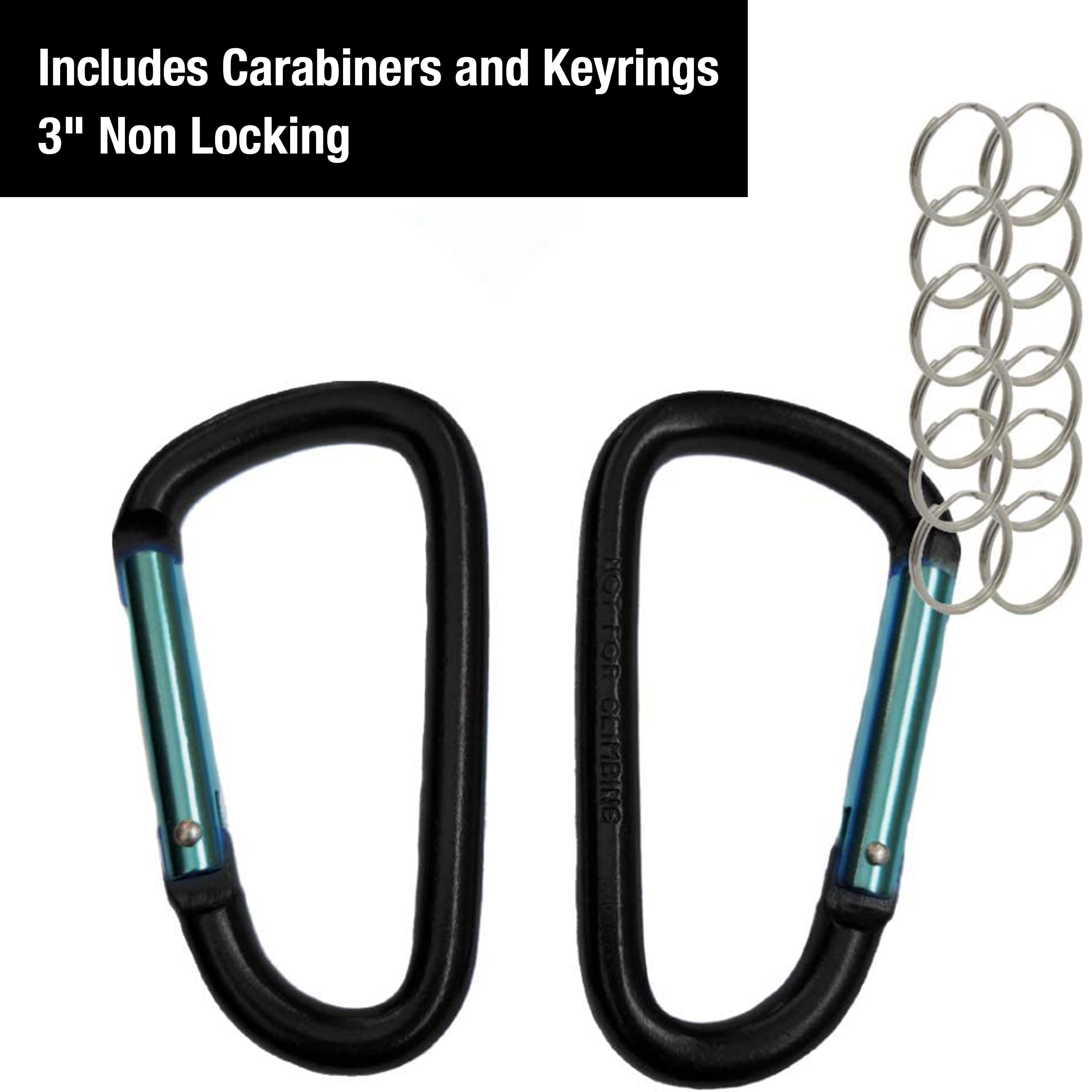 Carabiner - 3" Aluminum Carabiner D Shape Buckle Pack, Keychain Clip, Spring Snap Key Chain Clip Hook Buckle  - Like New