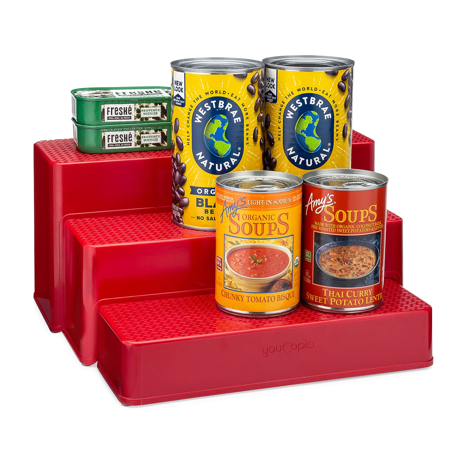 YouCopia Red Can ShelfSteps Organizer, 3 Shelf - Like New
