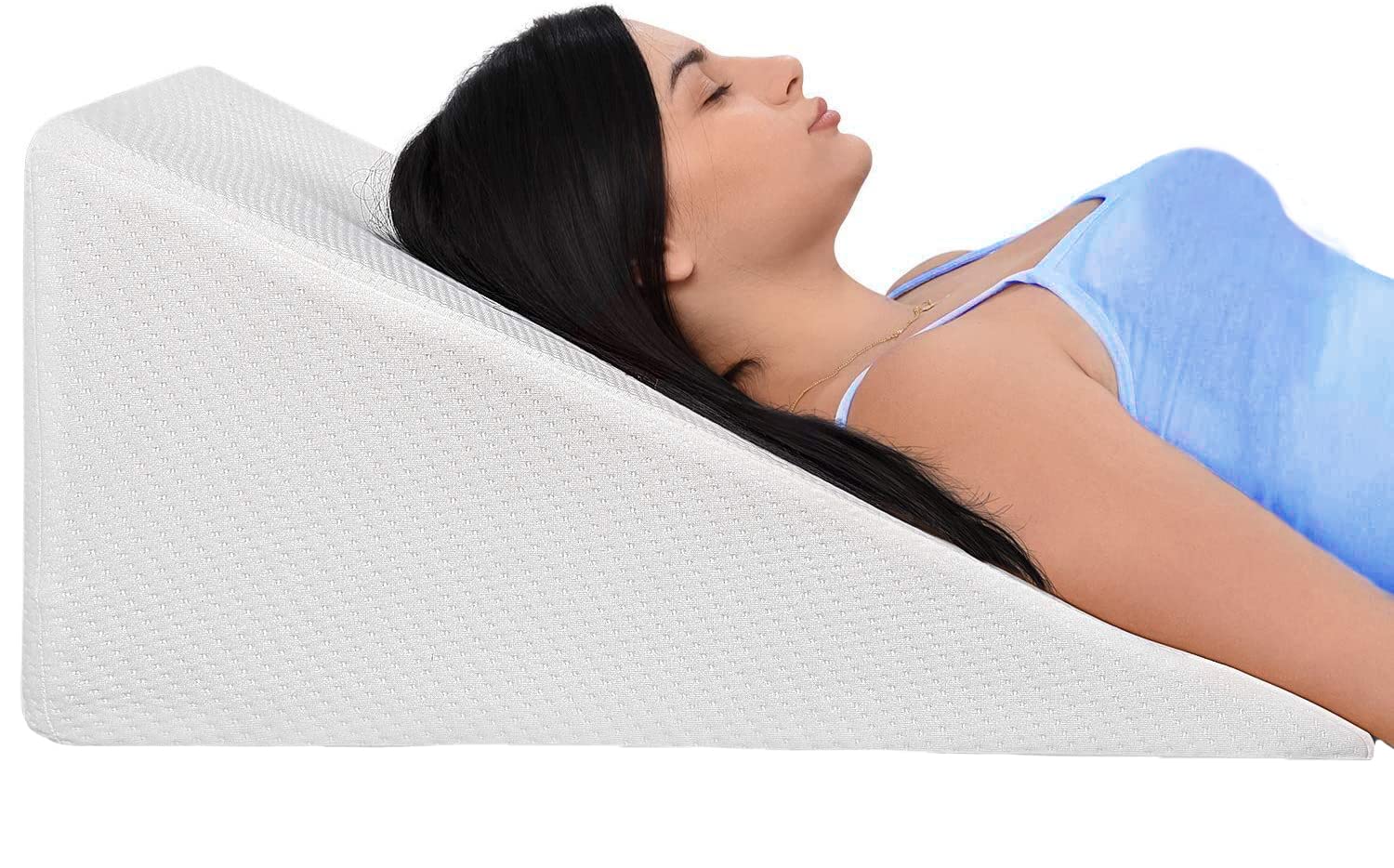 Ebung Bed Wedge Pillow with Memory Foam Top 12in - 45 Degree Wedge Pillow for Snoring, Neck Pillow for Pain Relief, Shoulder Pain, Back Pillow for Sitting in Bed, Heartburn - Removable, Washable Cover  - Acceptable