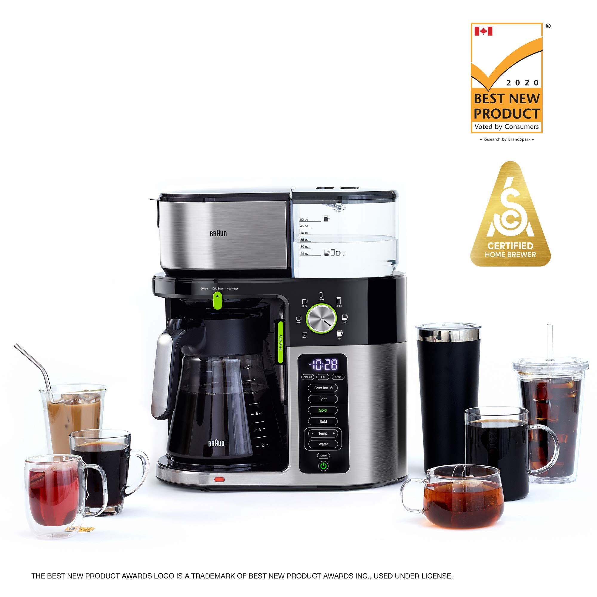 Braun 7 Programmable Brew Sizes / 3 Strengths + Iced Coffee & Hot Water for Tea, Glass Carafe (10-Cup)  - Acceptable
