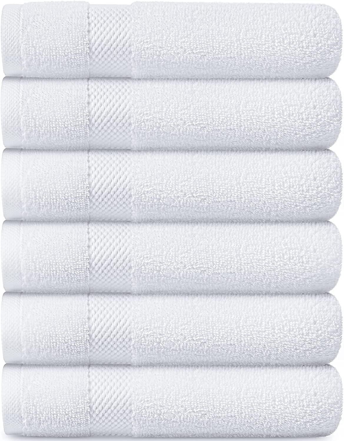 White Classic Luxury Hand Towels for Bathroom-Hotel-Spa-Kitchen-Set - Circlet Egyptian Cotton - 16x30 Inches - Set of 6 - Like New