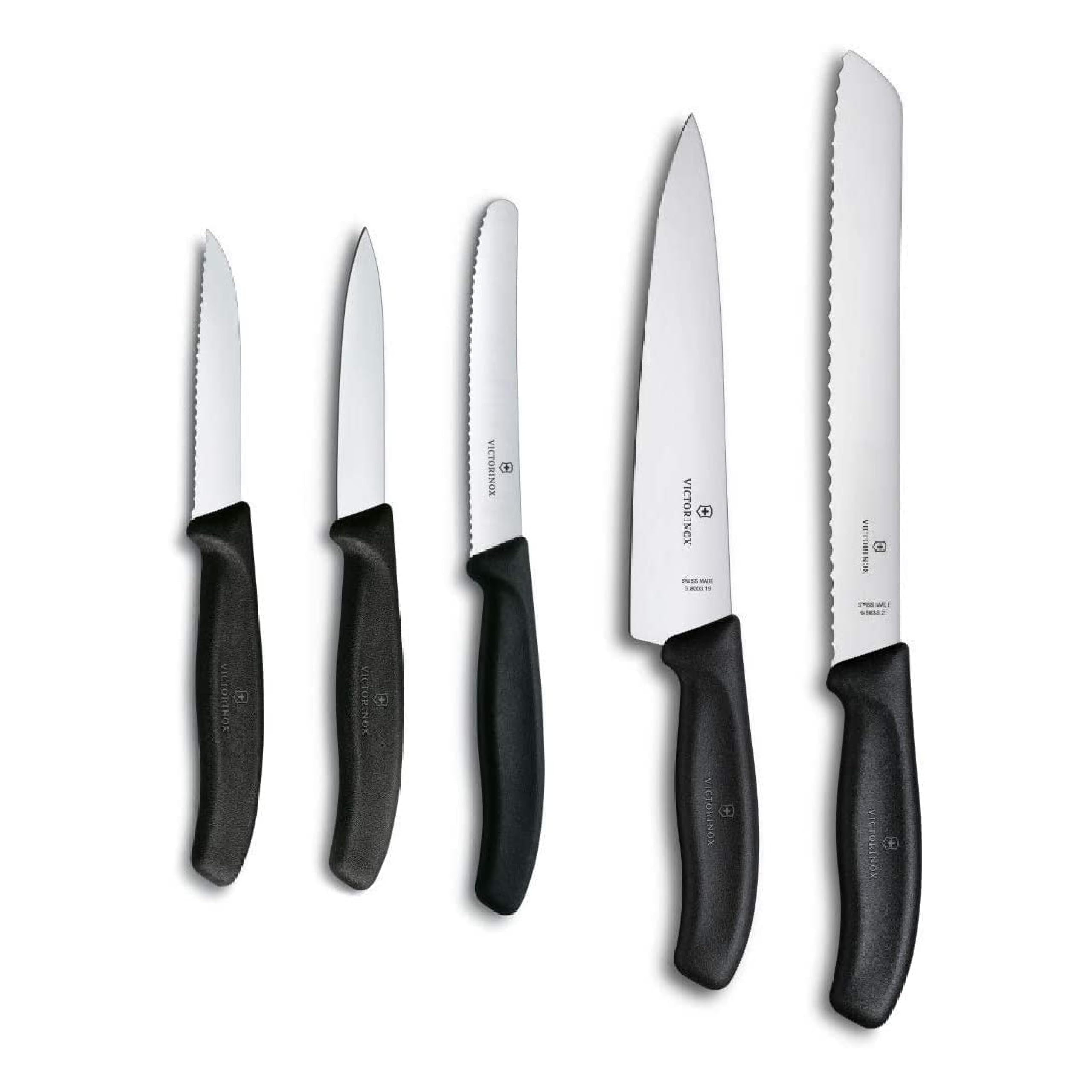 Victorinox Swiss Classic Kitchen Knife Set, 5 Pieces - Paring Knives, Utility Knife, Carving Knife and Bread Knife - Black, Multiple - Like New