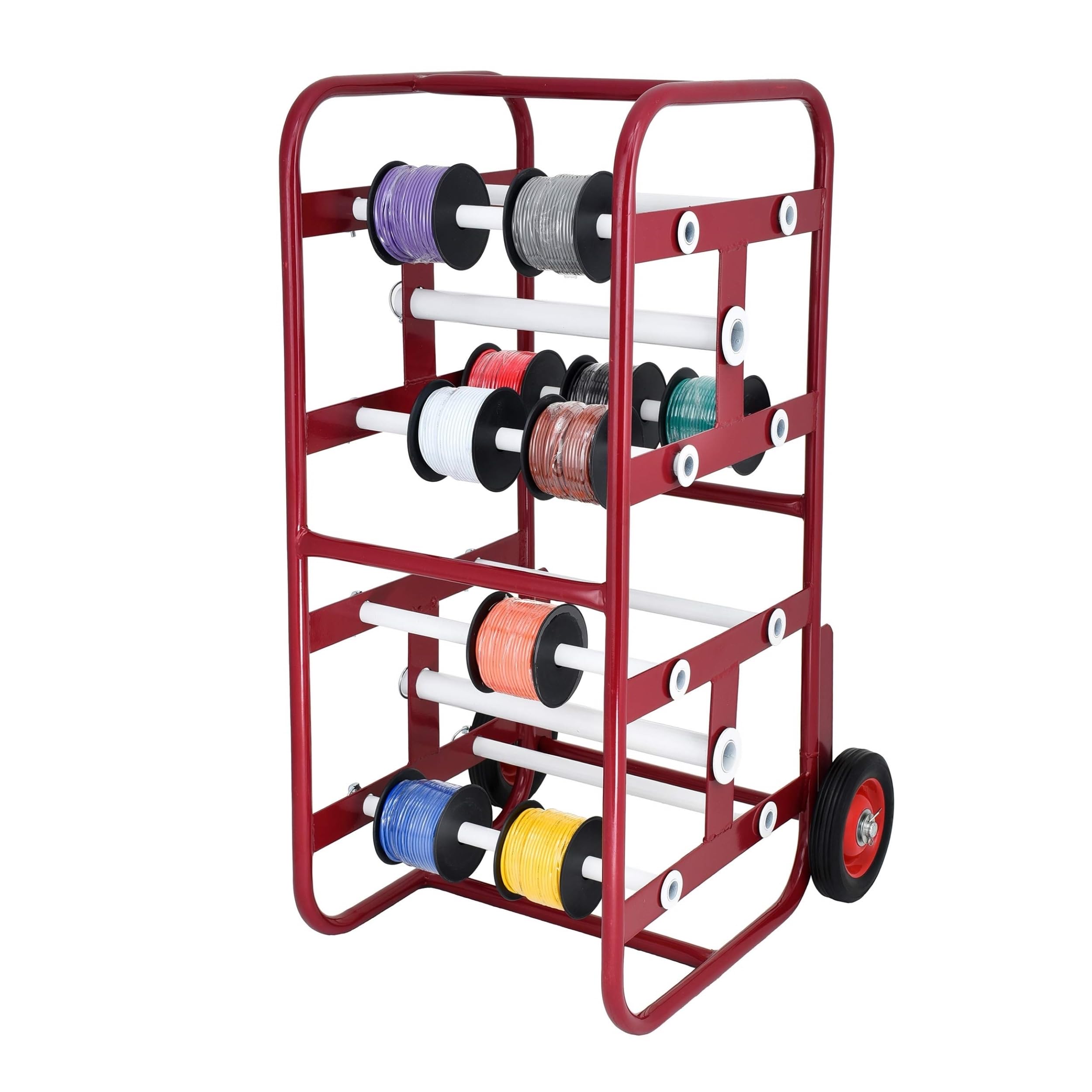 AdirPro Transportable Multiple Axle Cable Caddy - Multi-Spool Wire Rack Dispenser - Easy Use Cable Holder & Distribution - For Workplace Efficiency - Acceptable
