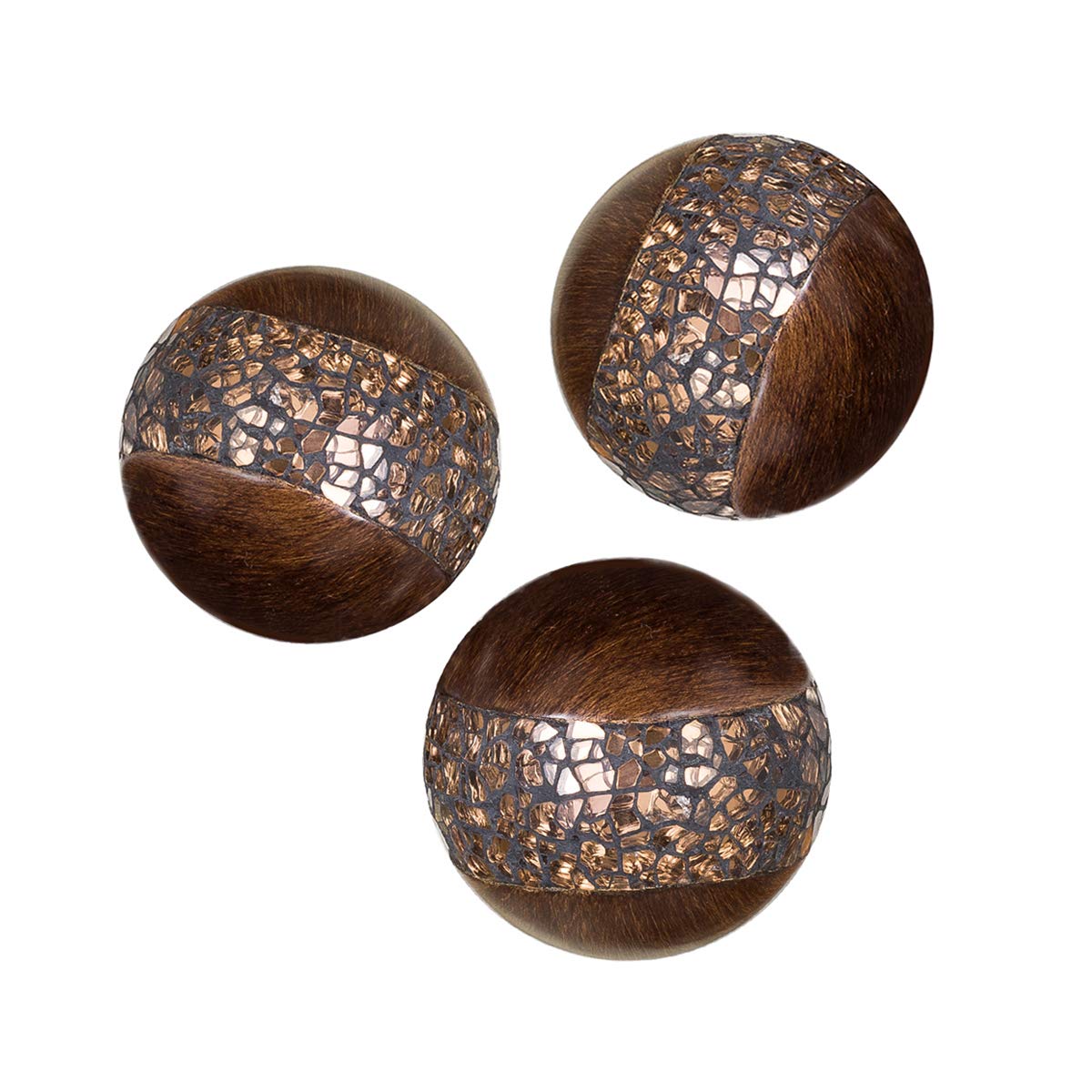 Schonwerk Walnut Decorative Orbs for Bowls and Vases (Set of 3) Resin Sphere Balls for Living, Dining Room, Coffee Table Centerpiece Home Decor - Great Gift Idea (Crackled Mosaic) - Like New