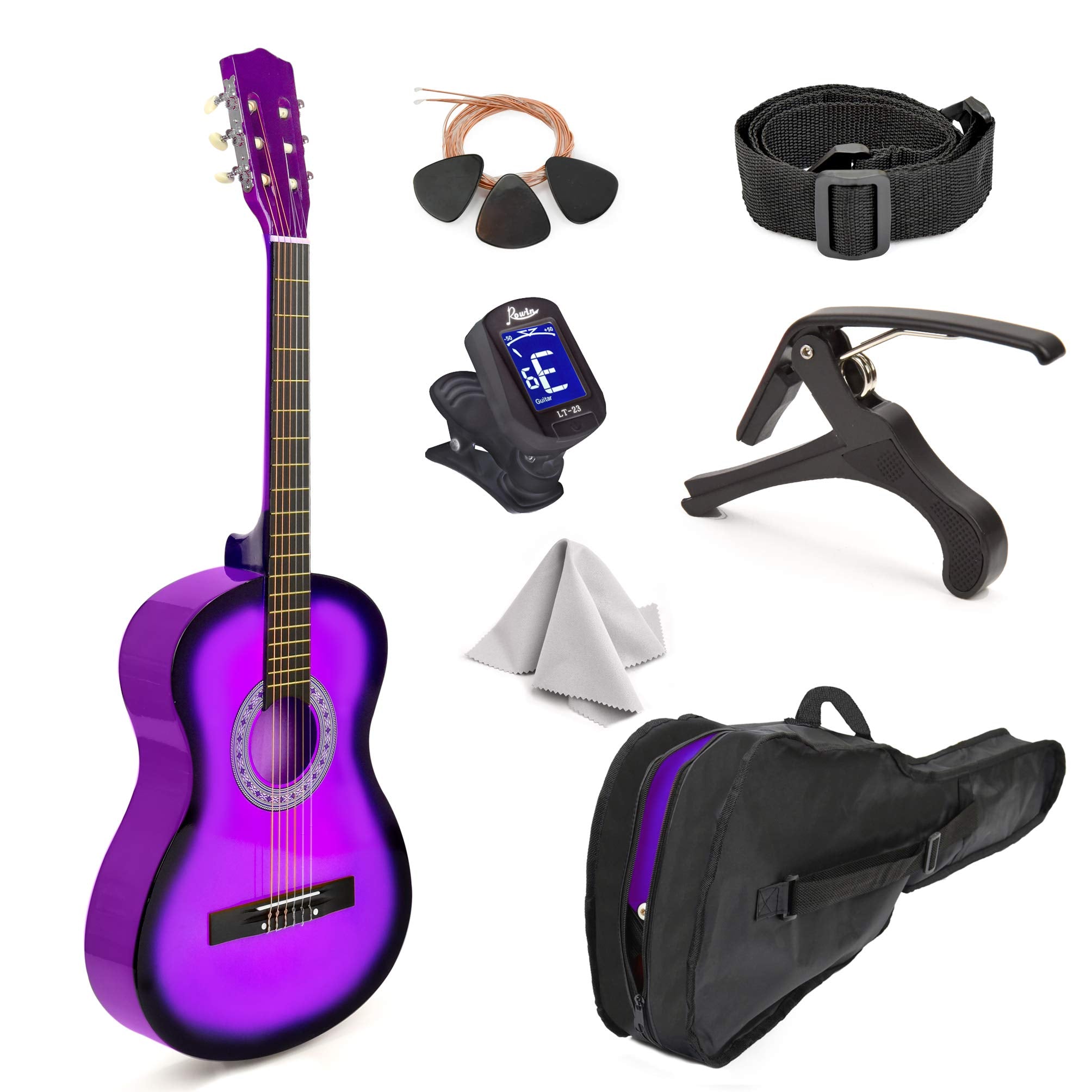 30" Wood Classical Guitar with Case and Accessories for Kids/Girls/Boys/Beginners (Purple Gradient) - Very Good