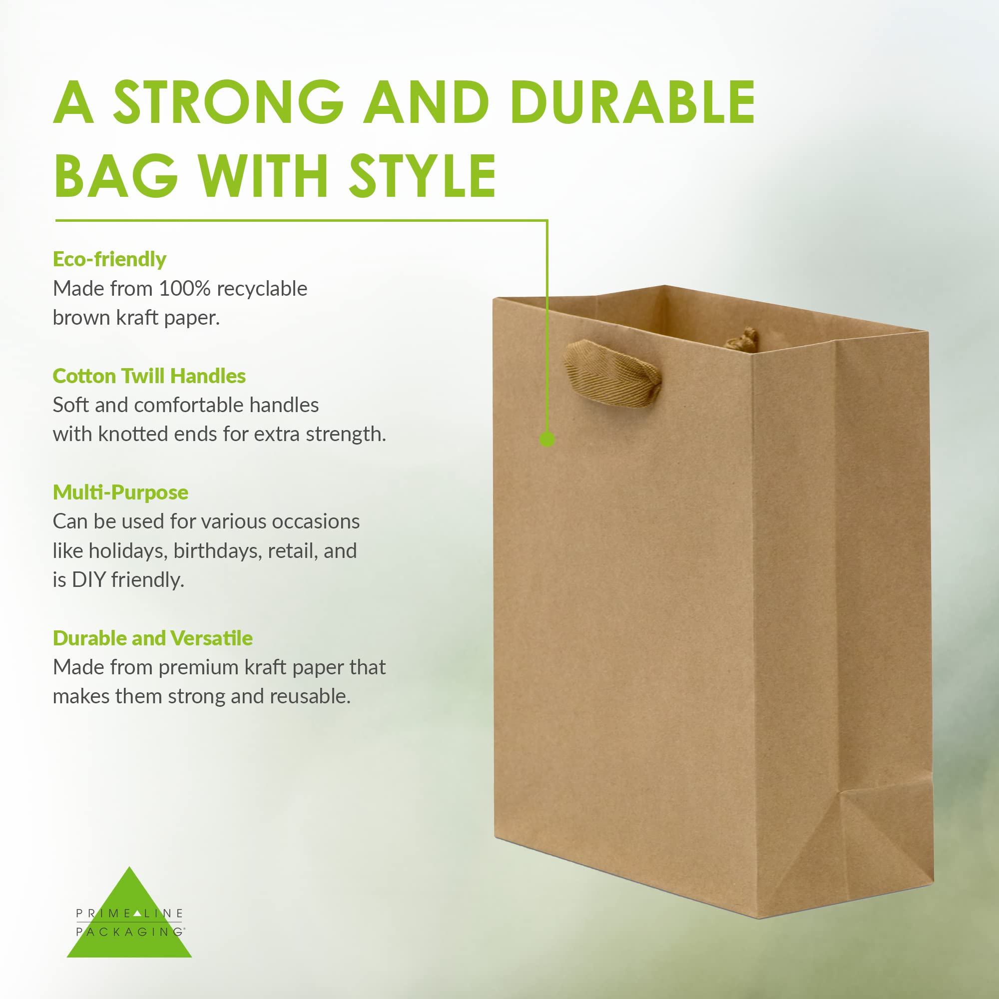 Kraft Gift Bags - 50 Pack 8x4x10 Designer Kraft Shopping Bags in Bulk, Small Gift Wrap Totes with Fabric Handles for Boutiques, Small Business, Retail Stores, Merchandise, Birthday Parties - Like New