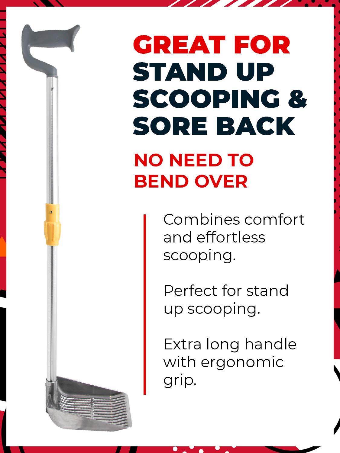 iPrimio Scoop Monster Cat Litter Stand Up Scooper - Adjustable Length Handle - Super Large Shovel - Makes Fast Sifting - Acceptable