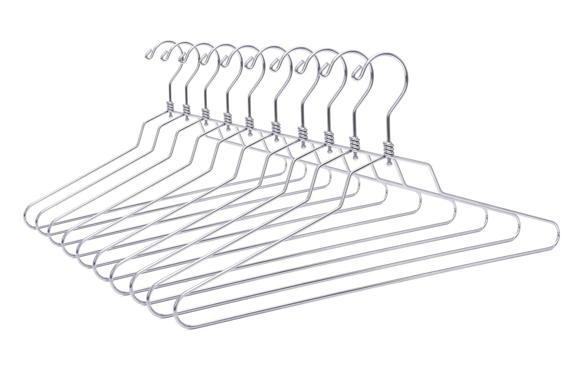 10 Quality Metal Hangers, Swivel Hook, Stainless Steel Heavy Duty Wire Clothes Hangers (10, Standard - 17" inch) - Acceptable