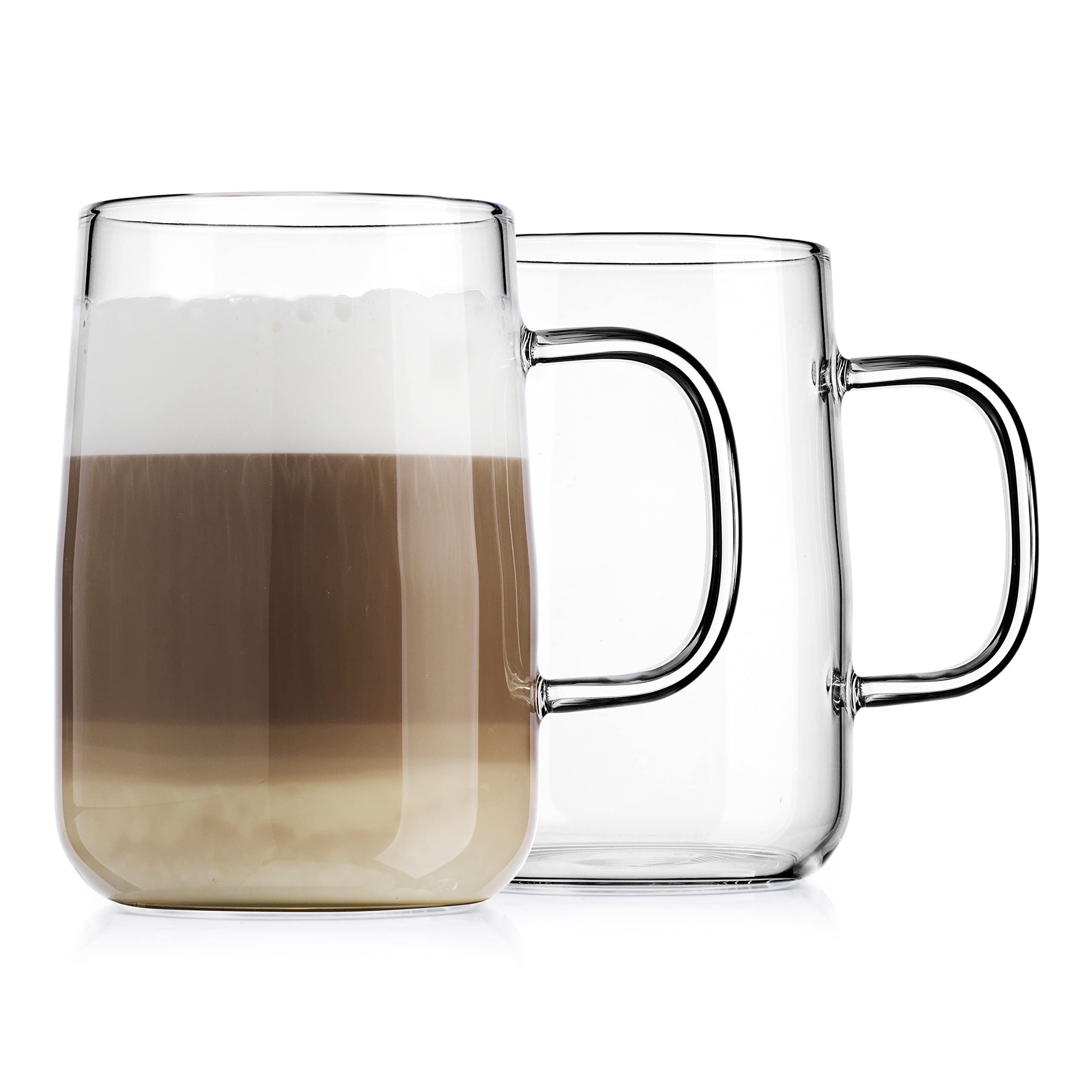 Glaver's Set of 2 Classic Coffee Mugs � Clear Coffee Cups for Espresso, Mocha, Cappuccino, Tea � 18 Oz Coffee Mugs With Handle for Steady Grip �Ideal for Any Modern Kitchen, Bar, Pub - Like New
