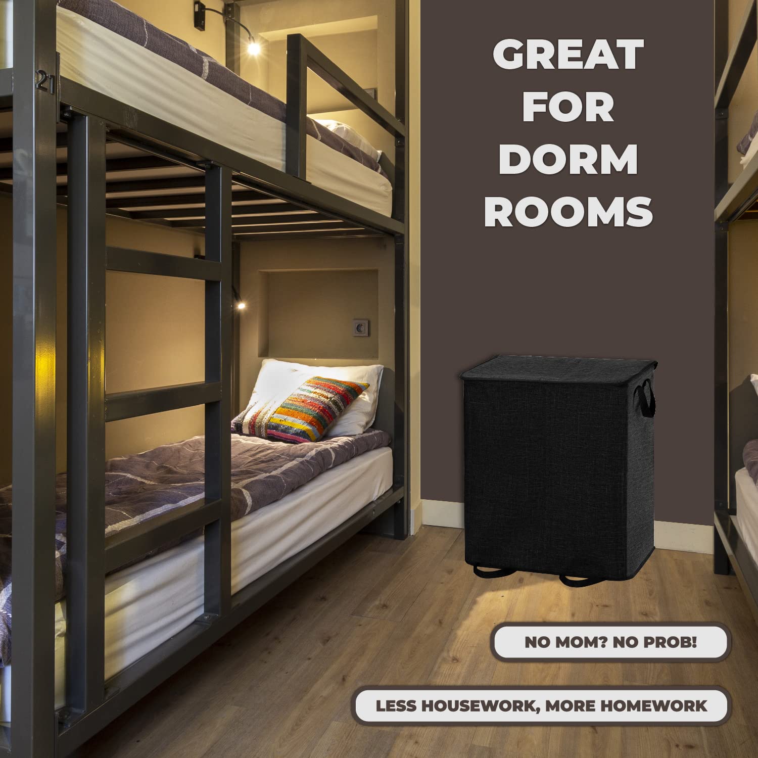 Bartnelli Double laundry hamper basket With 2 Removable bags | collapsible baskets for dirty clothes or baby clothing, Waterproof Material Outdoor-Safe foldable pop up bin, Easy Assembly - Good