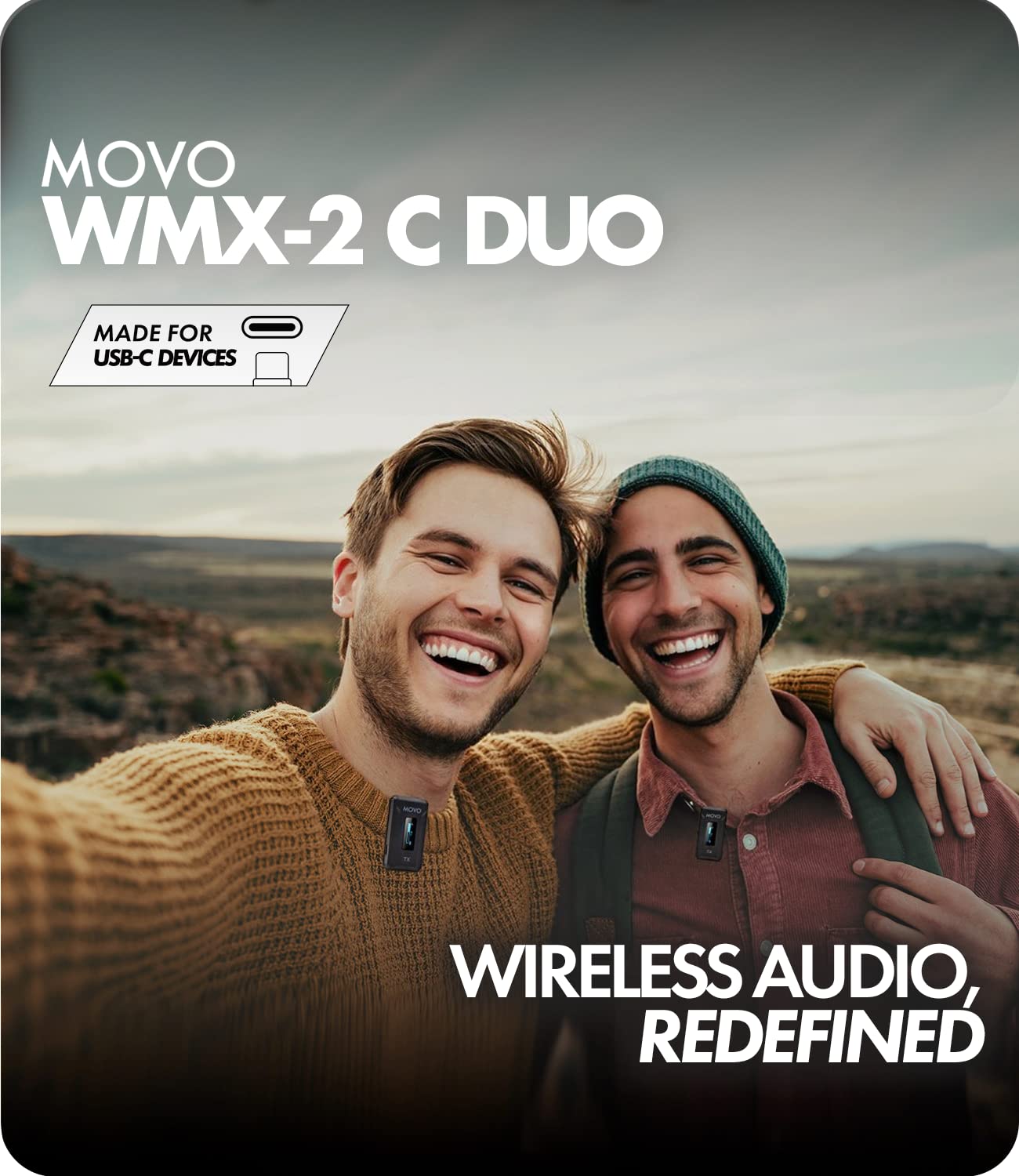 Movo WMX-2-C-DUO USB-C Wireless Microphone for Android with Charging Case - USB Type C Lavalier Mic for Phones, Laptops, Computers, and More - Very Good